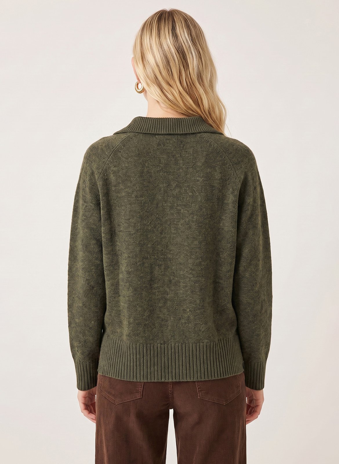 Straight fit wool and cashmere polo neck sweater KOOKAI Khaki