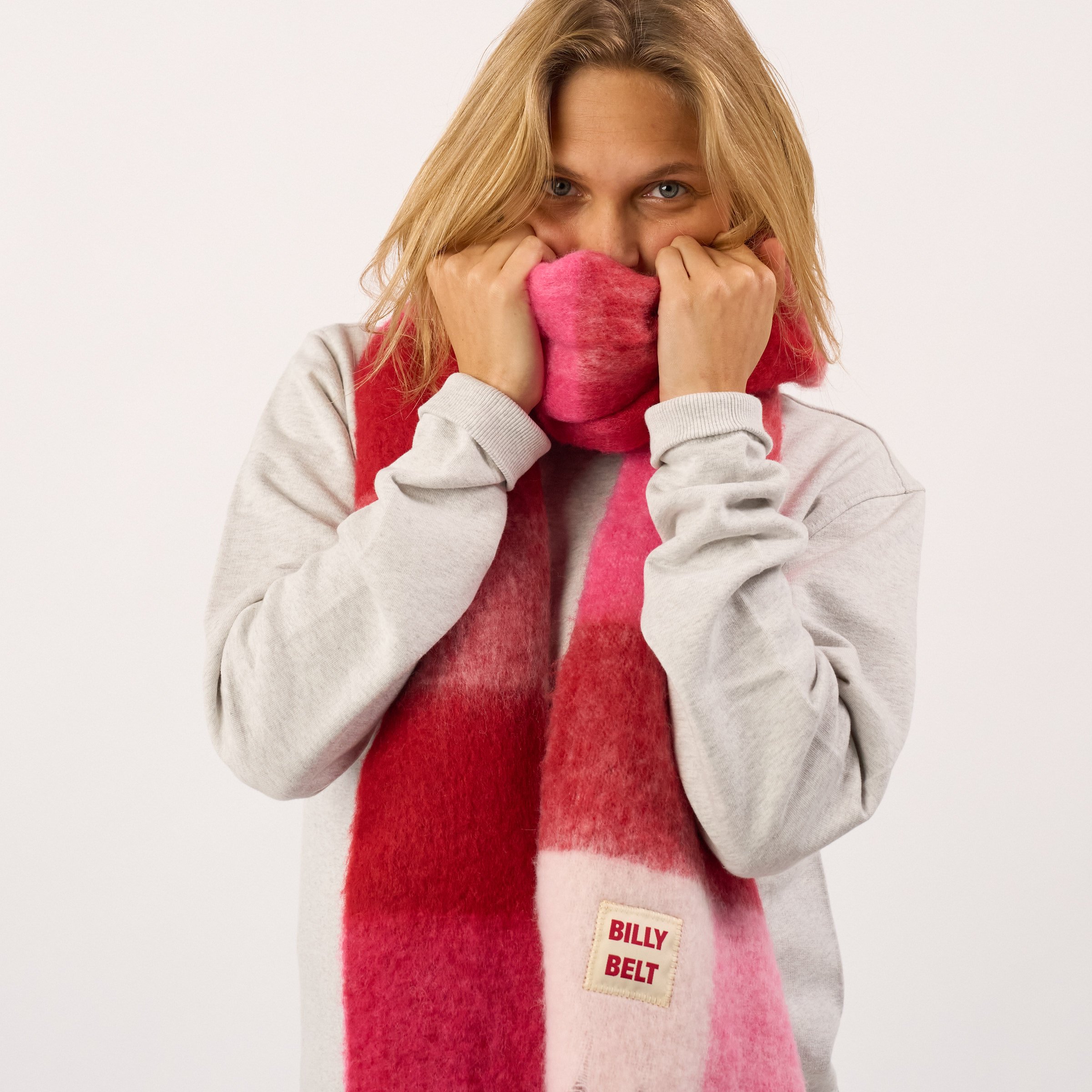 Wide wool scarf BILLYBELT Pink