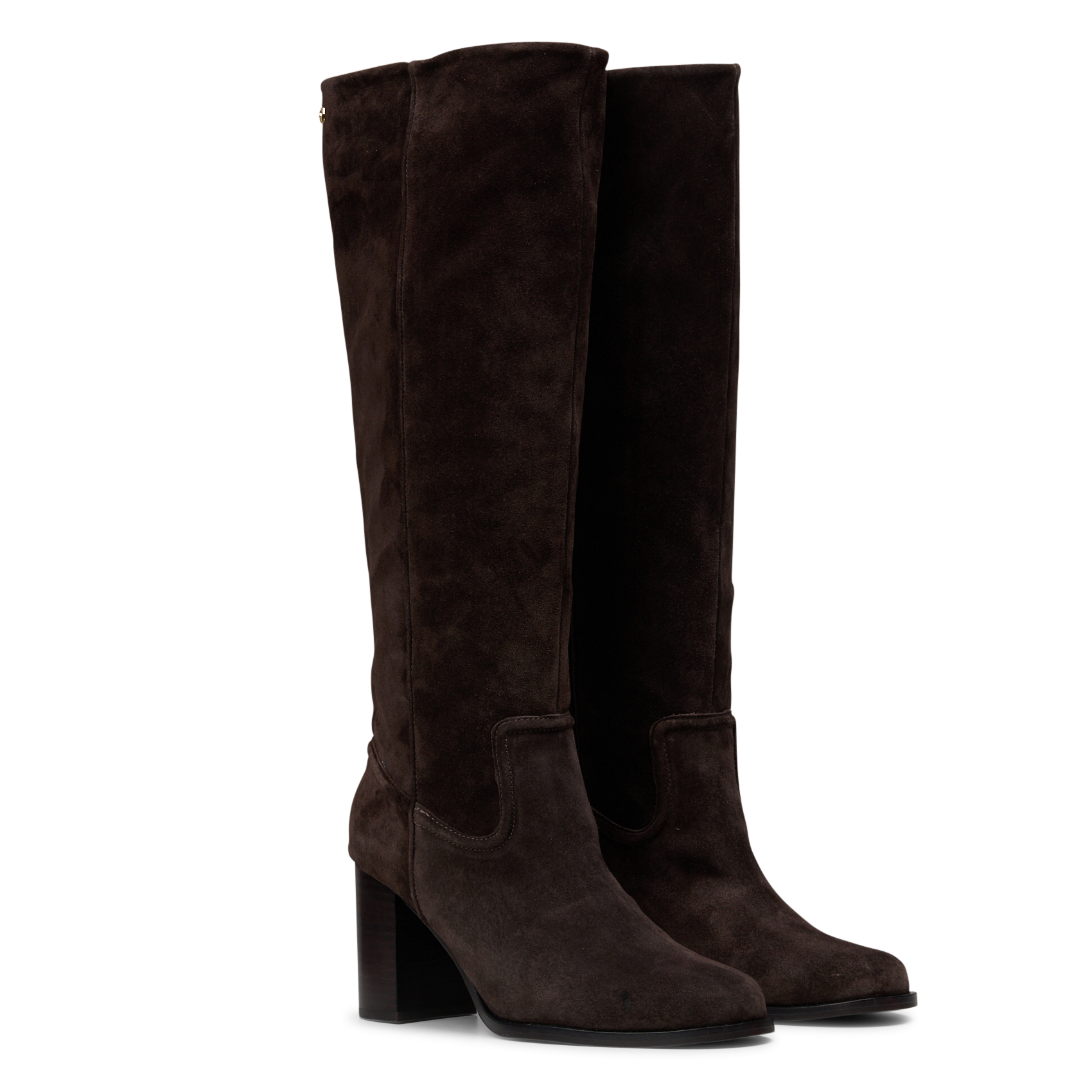 High suede leather boots MAJE Brown