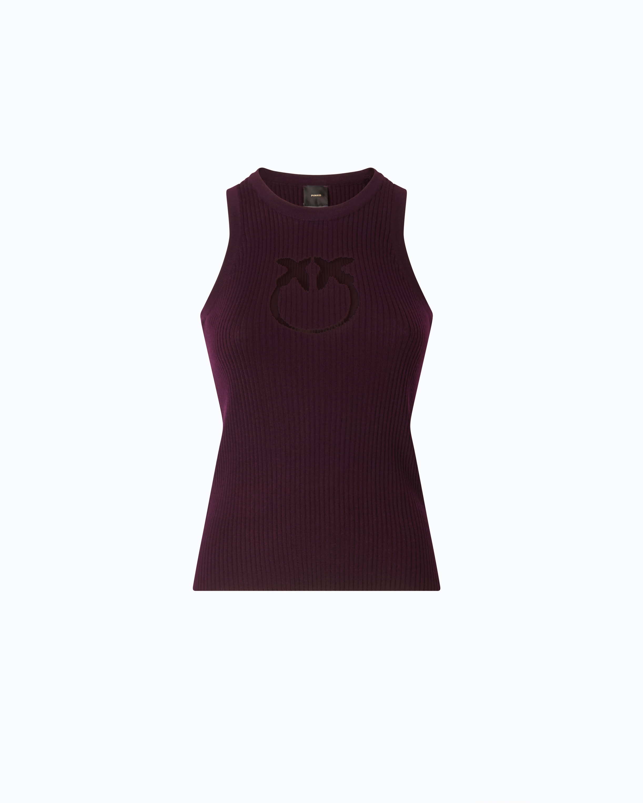 Ribbed top with transparent Love Birds logo PINKO Purple
