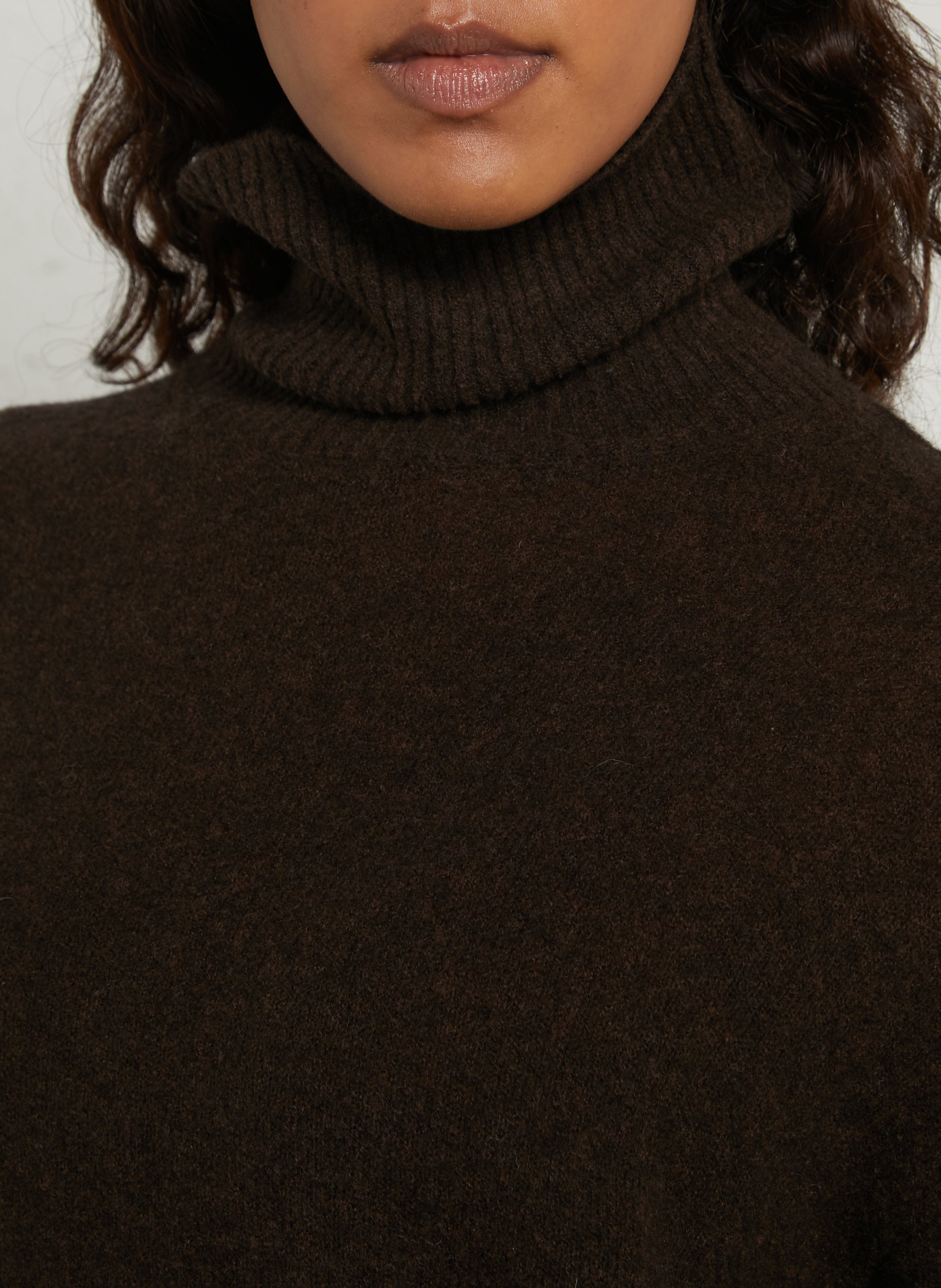 Straight cotton-blend polo neck sweater AMERICAN VINTAGE Brown