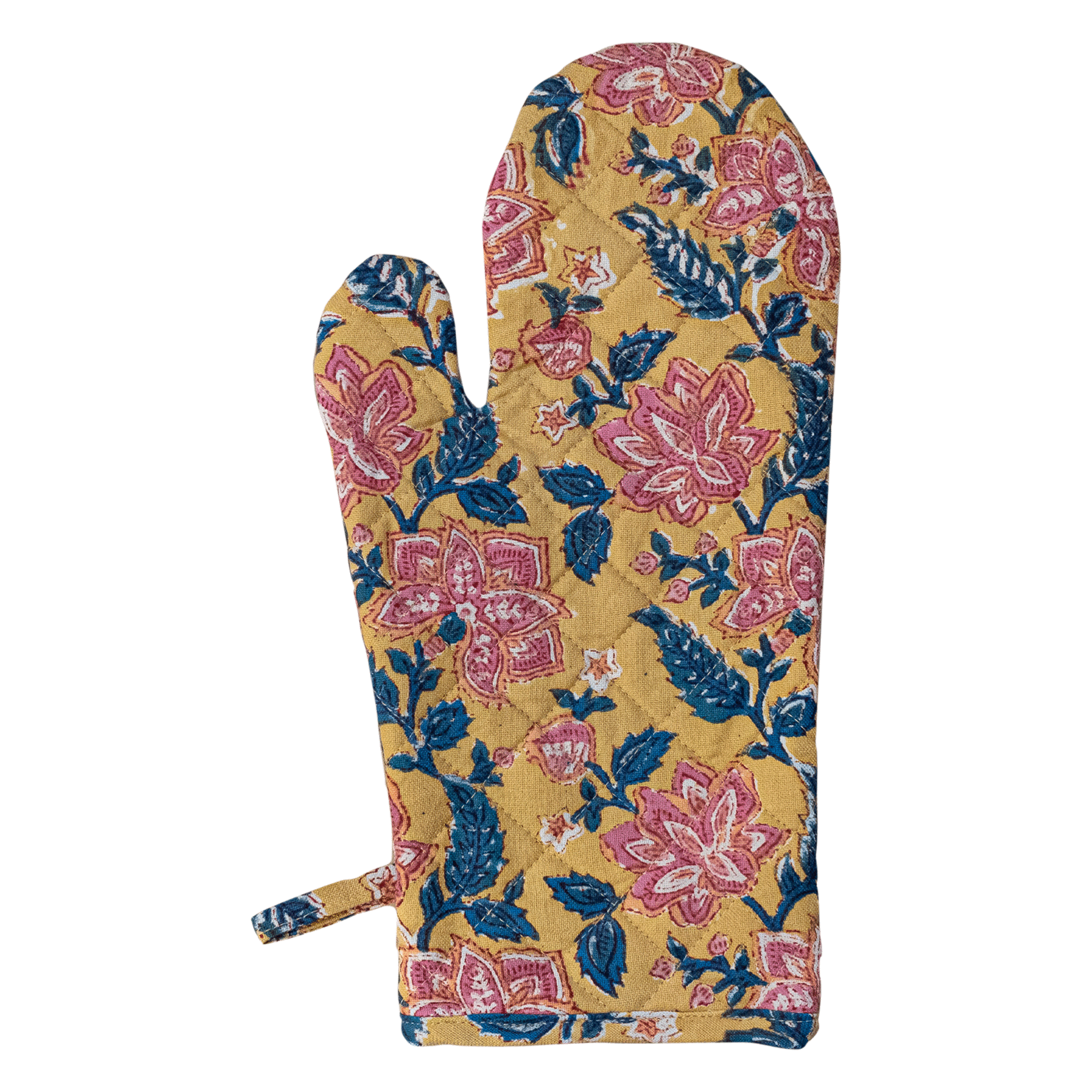 Gant de cuisine imprimé fleuri en coton  JauneJAMINI