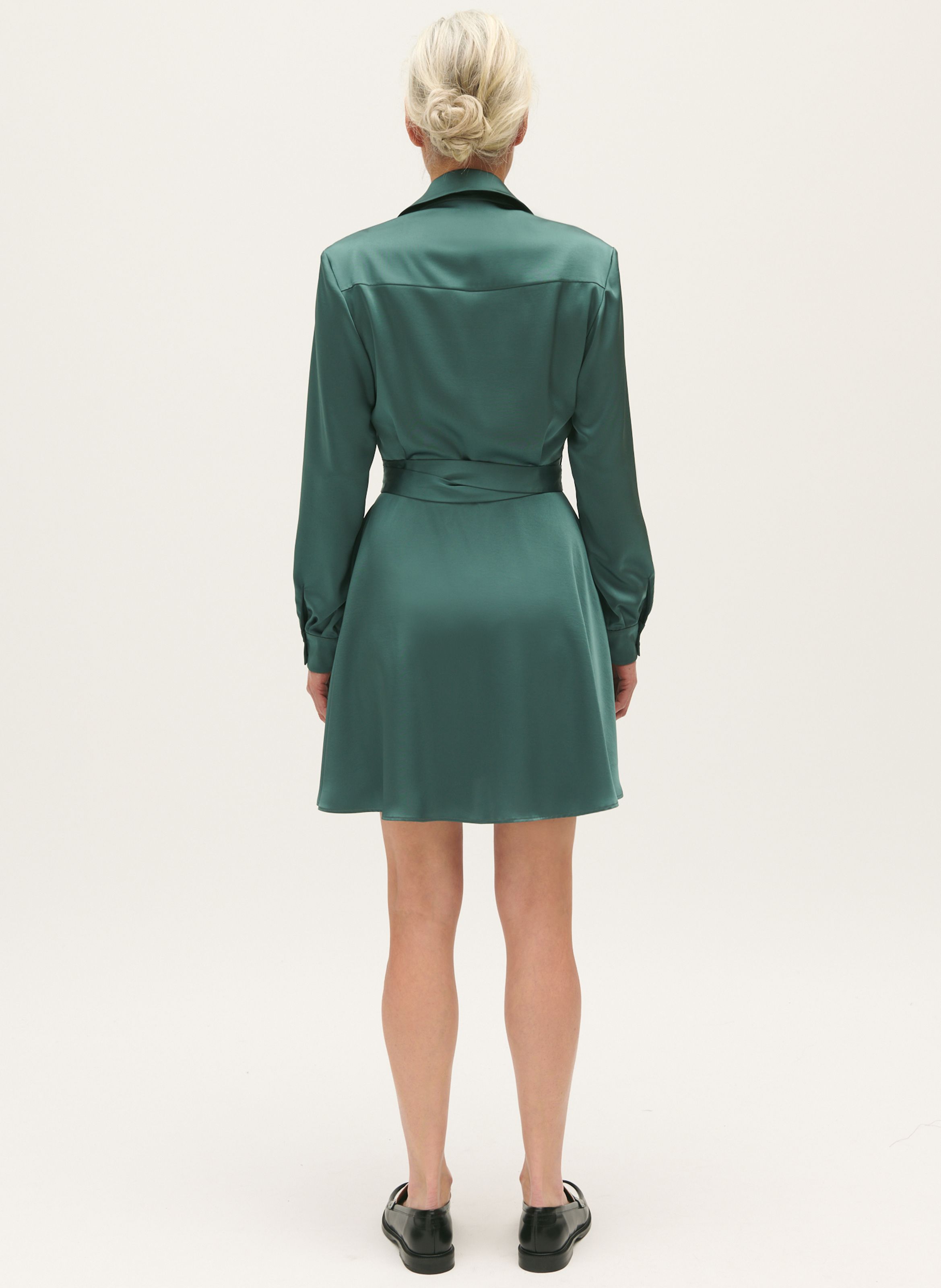 Short Satin finish Wrap Dress Vert Claudie Pierlot Women Place