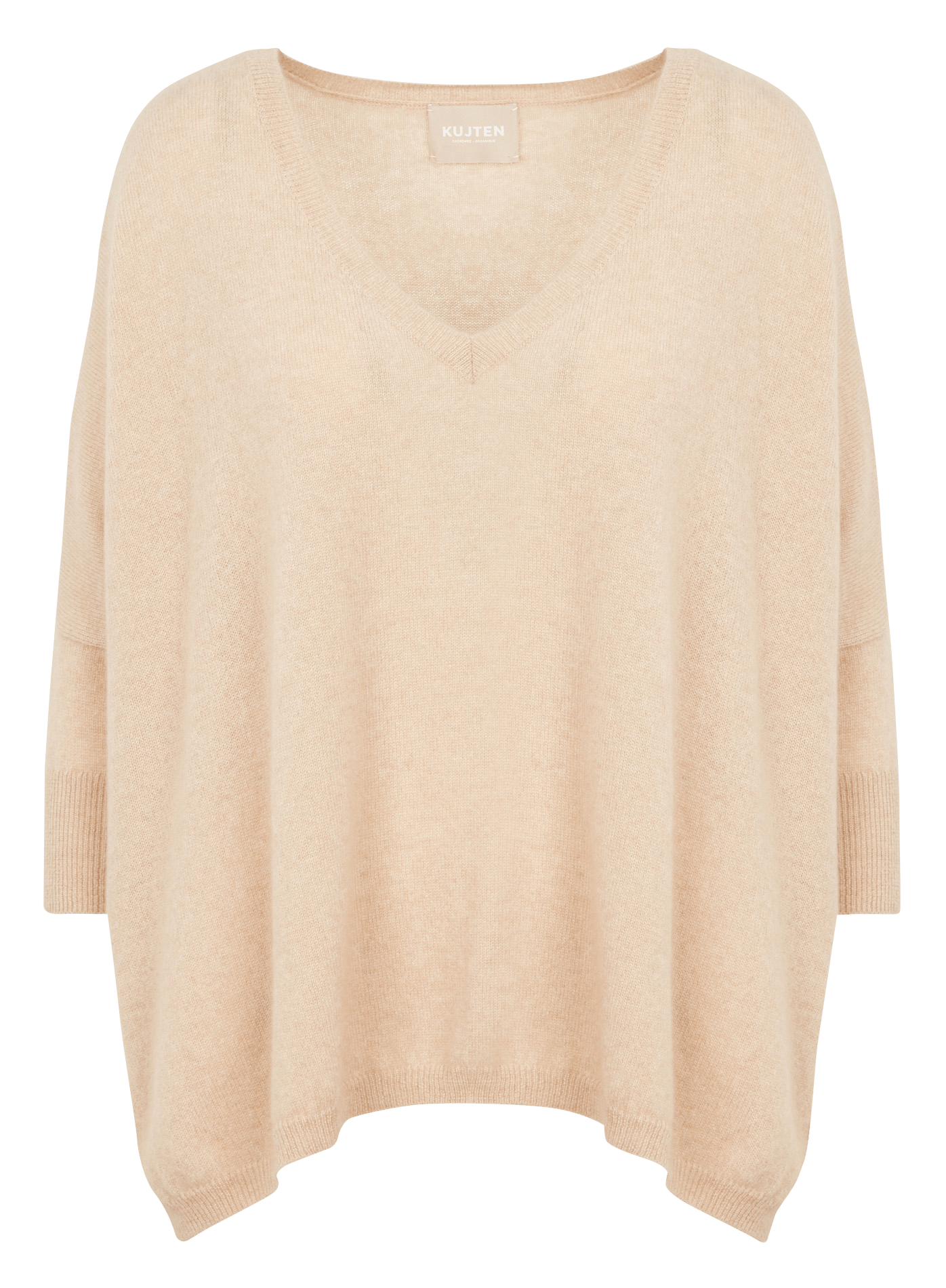 Maglione scollo a V oversize in cashmere KUJTEN Beige