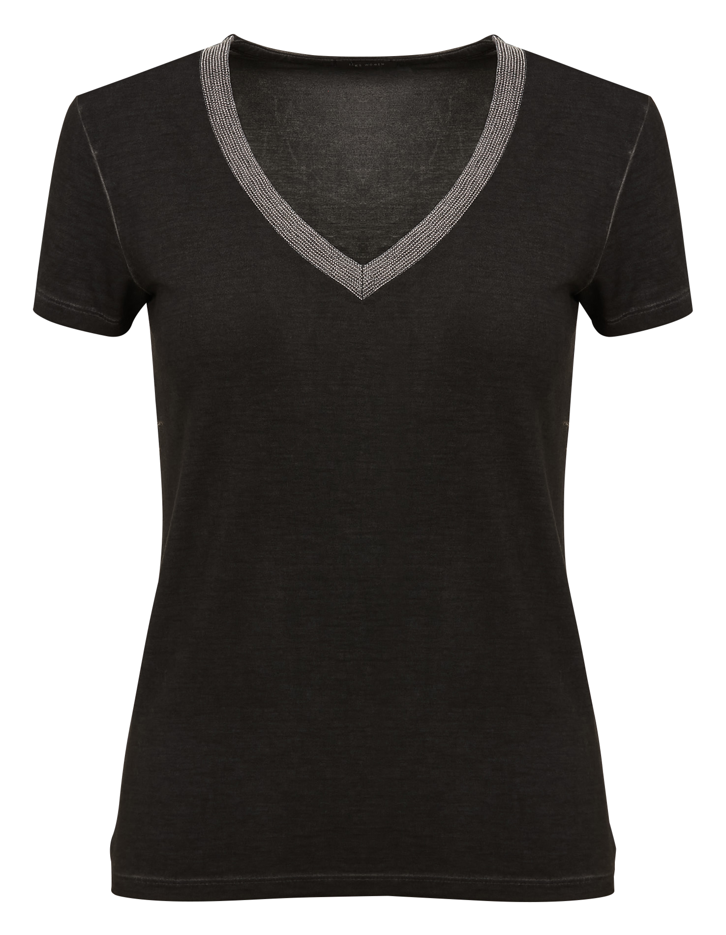 Tee-shirt col V chainettes bijoux  IKKS Noir