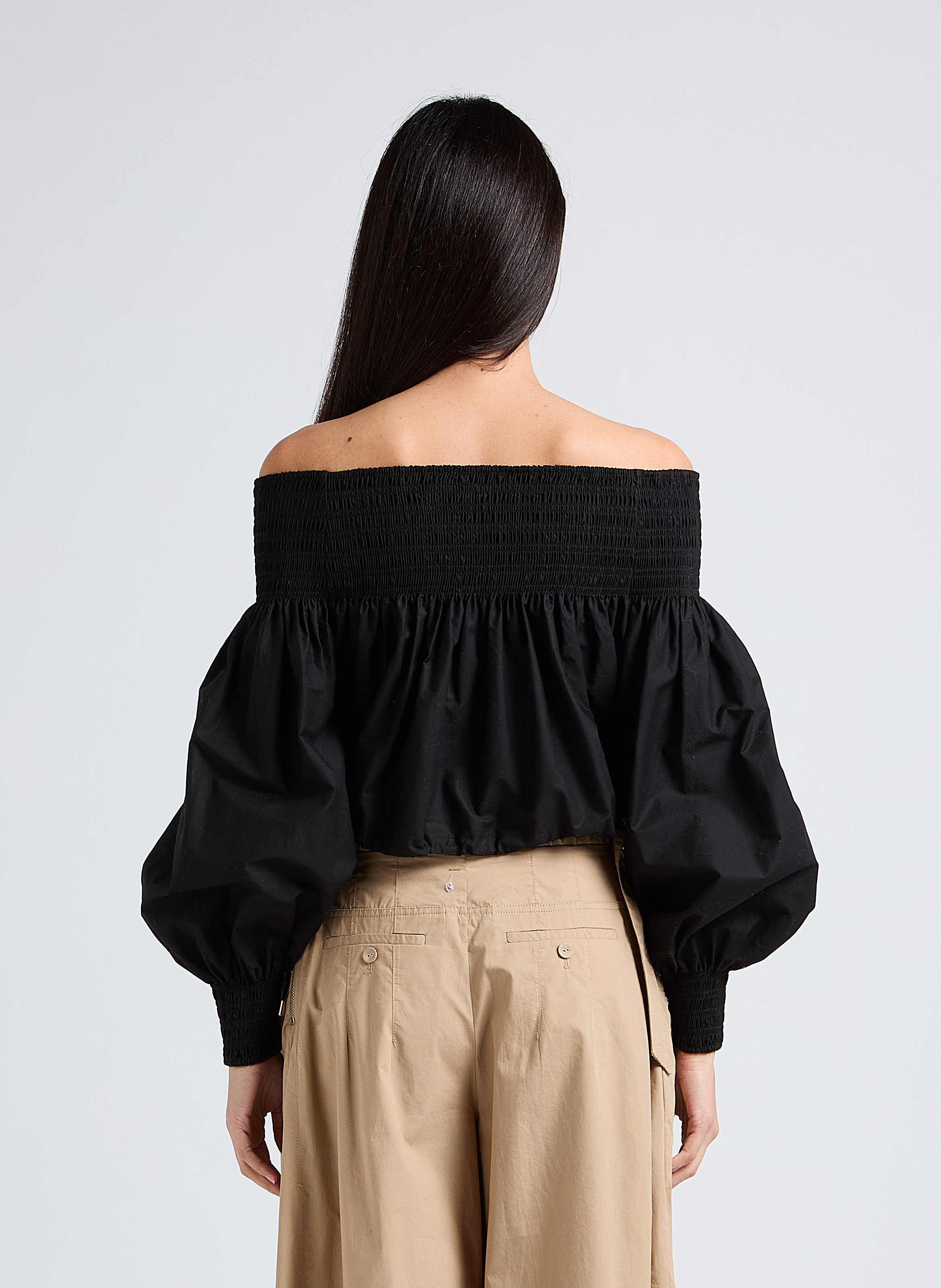 Top col bardot en coton MES DEMOISELLES Noir