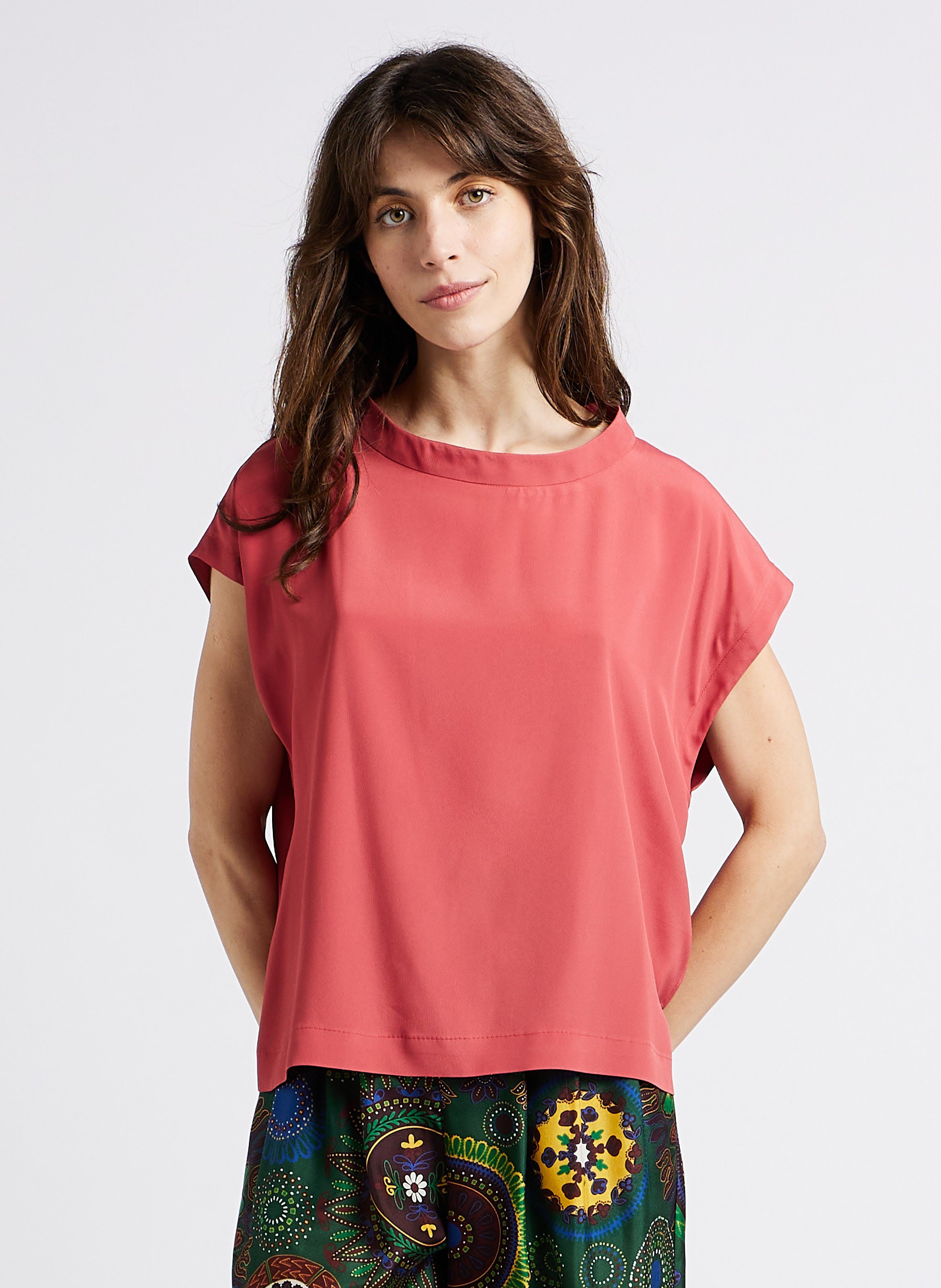 Fluid boat-neck top MOMONI Orange