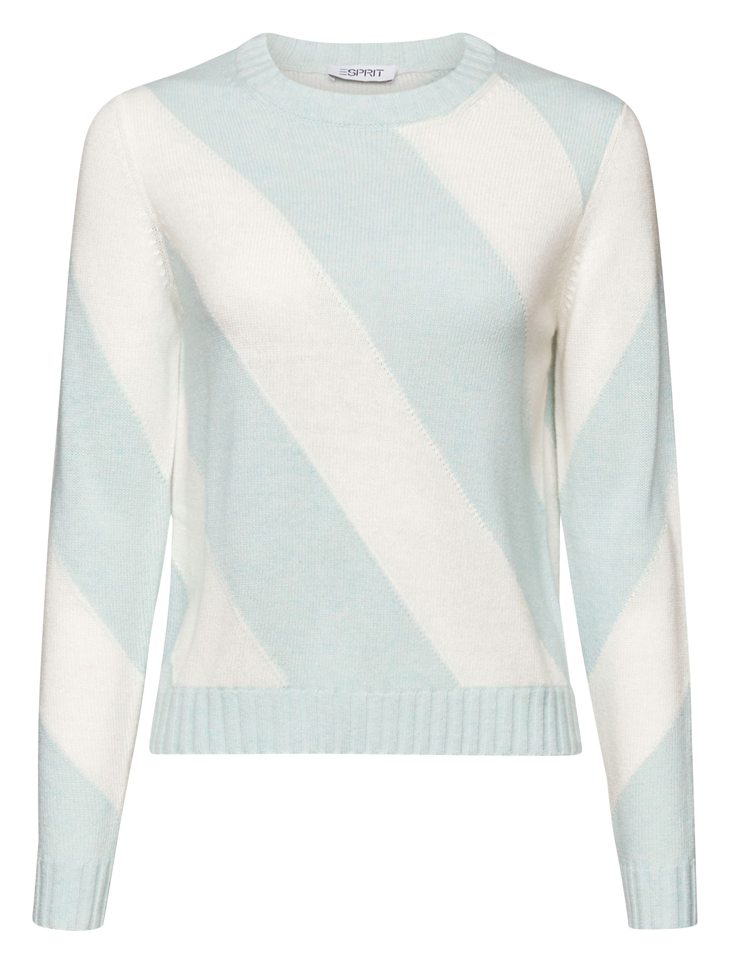 Jersey recto de mezcla de lana y cachemira con cuello redondo ESPRIT Verde