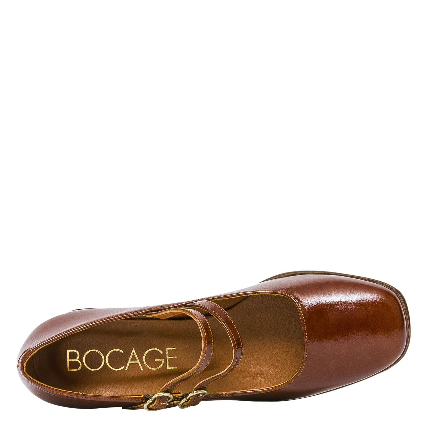 Heeled patent leather Mary Janes BOCAGE Brown