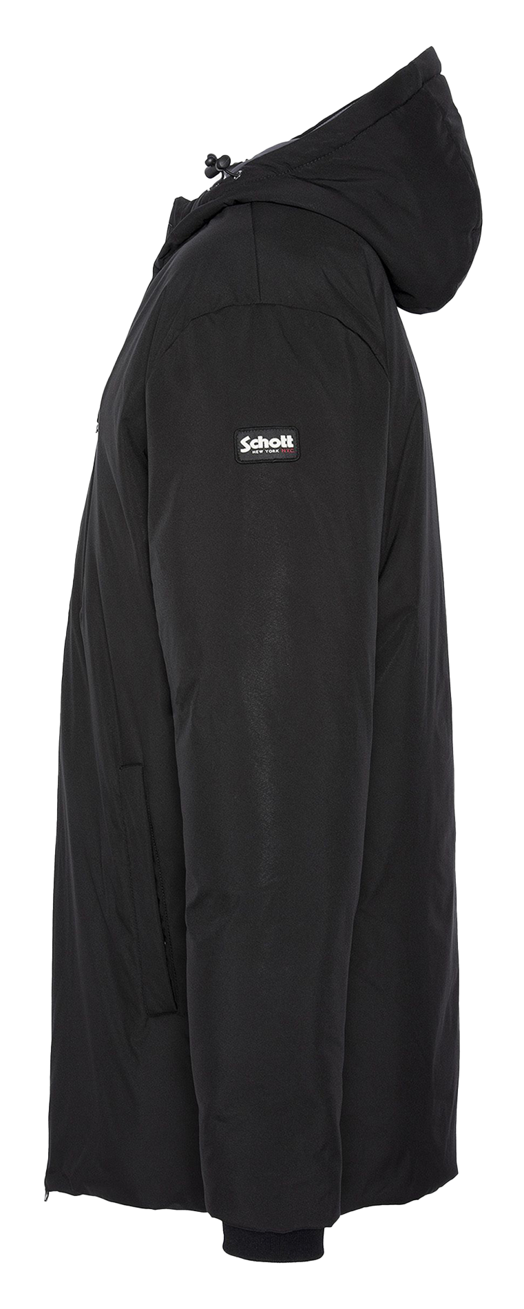 Parka longue droite à capuche Noir