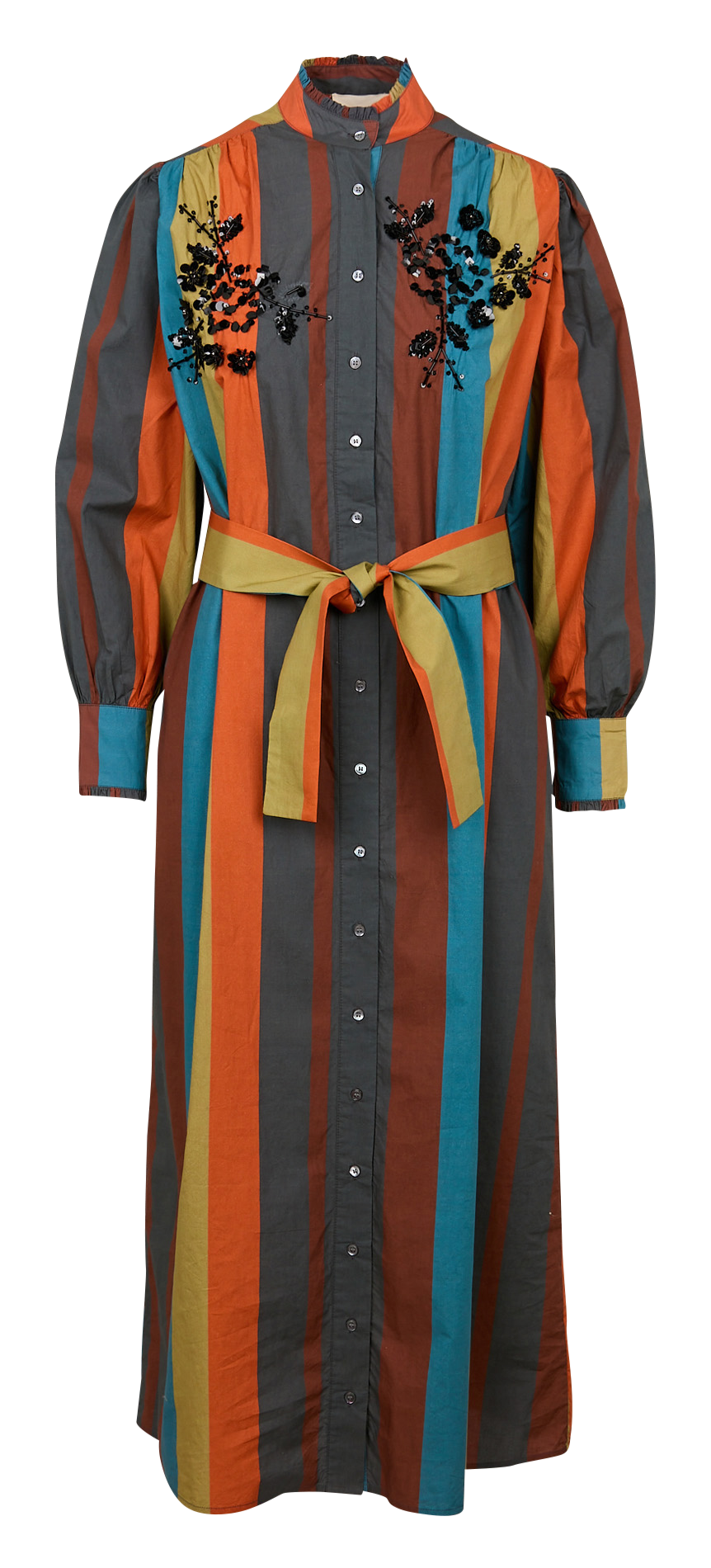 Robe chemise col montant en coton V DE VINSTER Orange