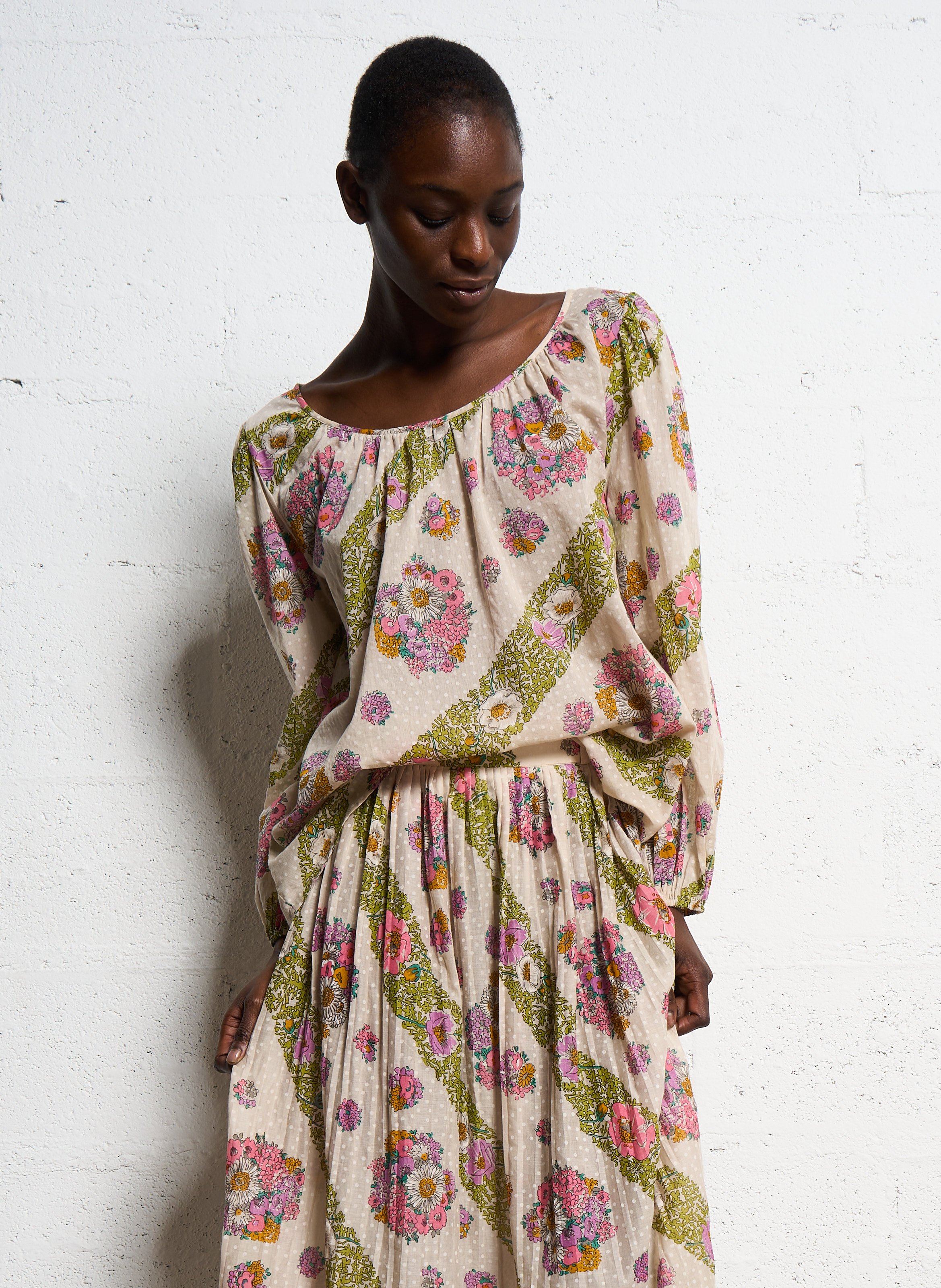 Cotton boat-neck blouse ANTIK BATIK Mehrfarbig