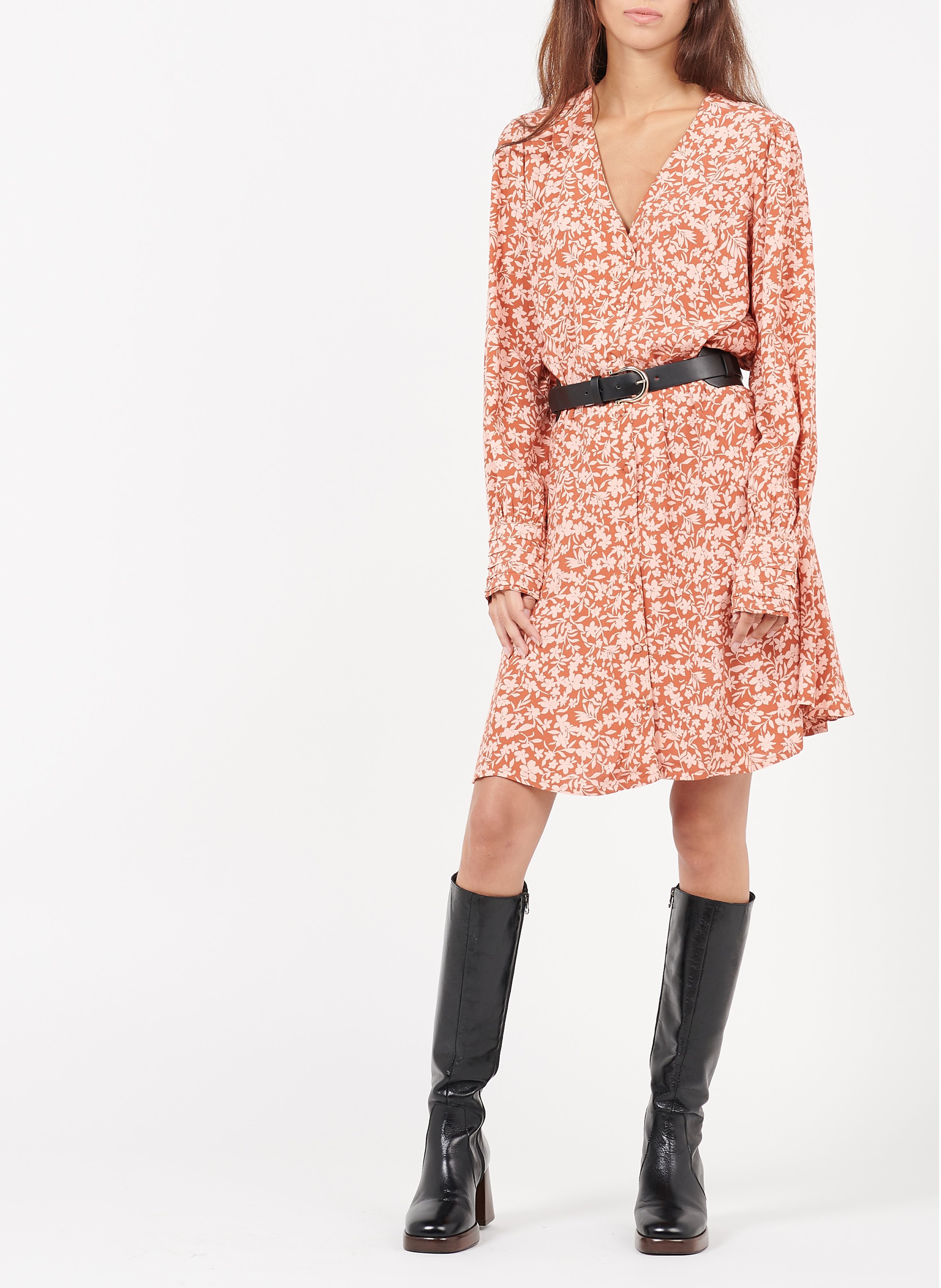 Lederstiefel mit hohem Absatz und eckiger Spitze JONAK Schwarz