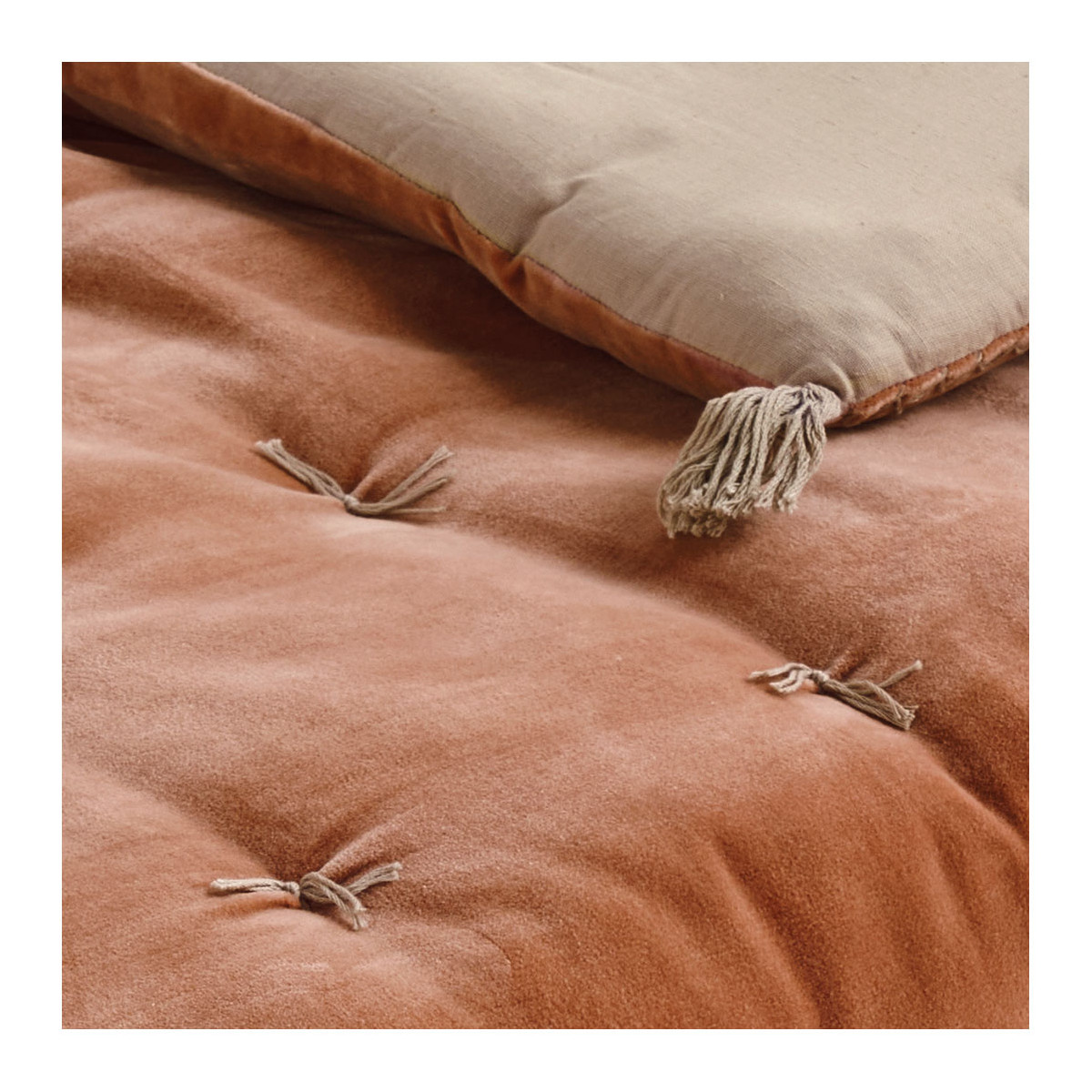 Futon mattéo en velours de coton et lin - 180 x 80 cm - blush BLANC D'IVOIRE Orange