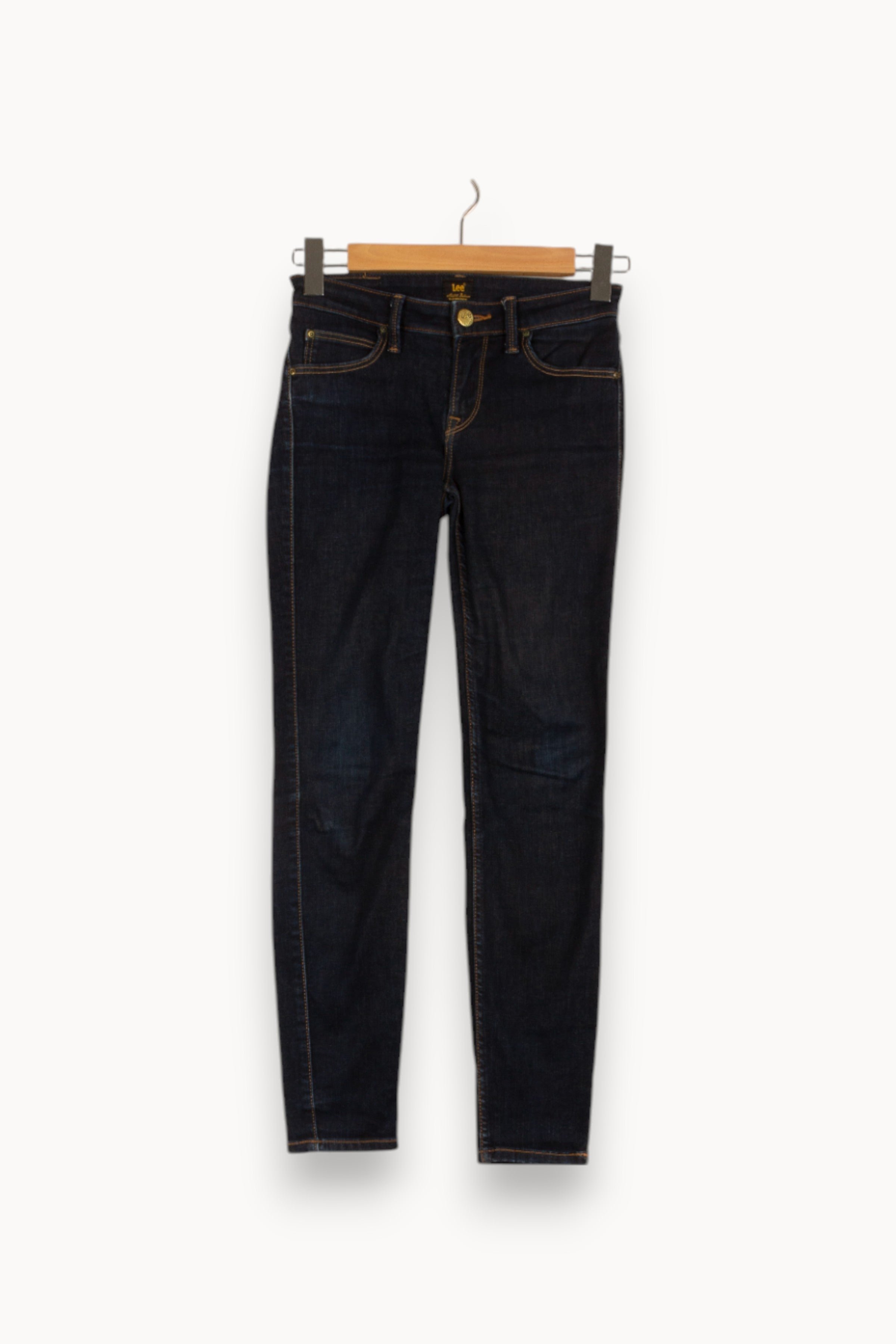 Cropped slim jeans with studs LEE - Seconde Main Blue
