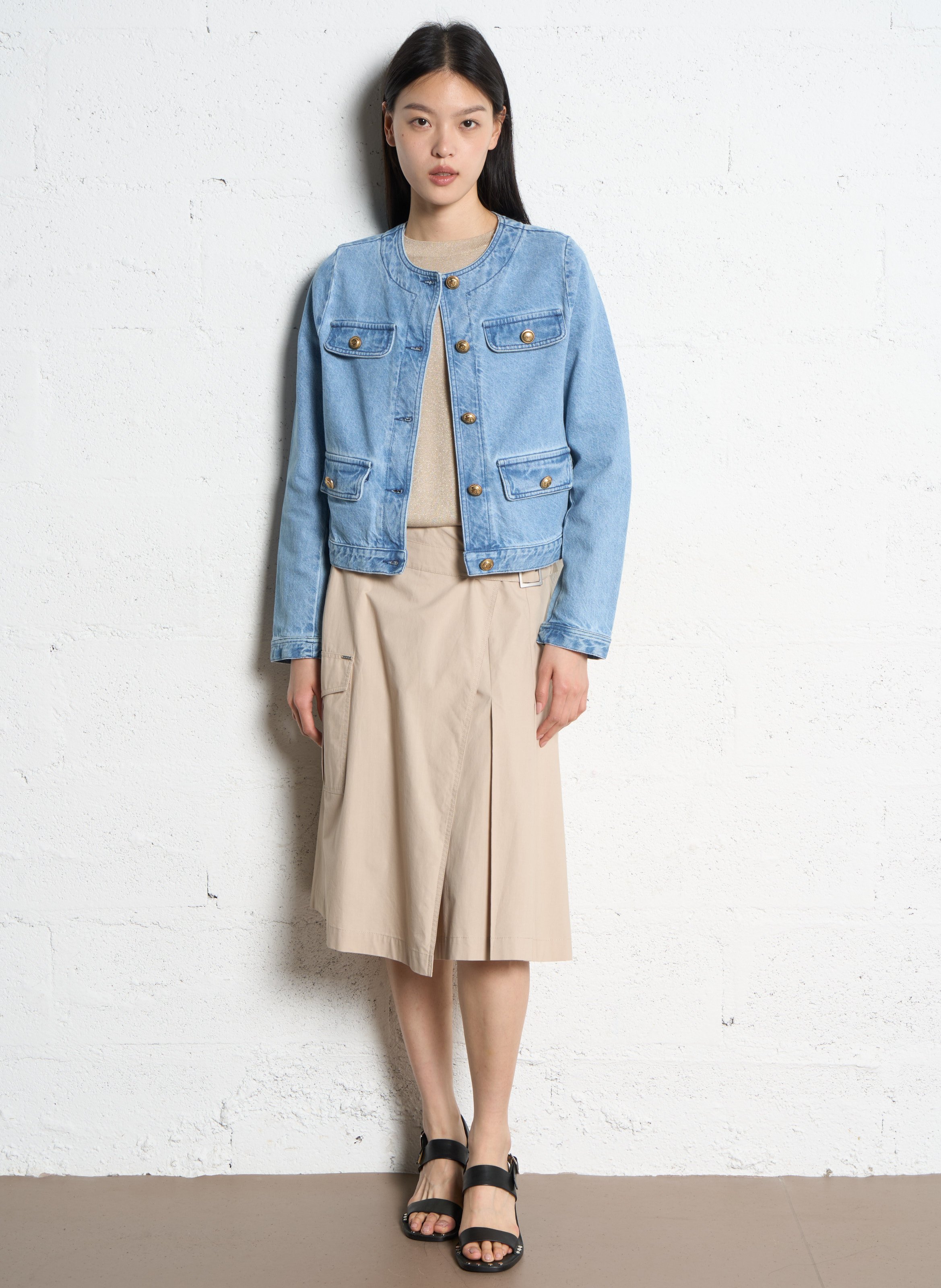 Gerade geschnittene Jeansjacke aus Baumwolle IKKS Blau