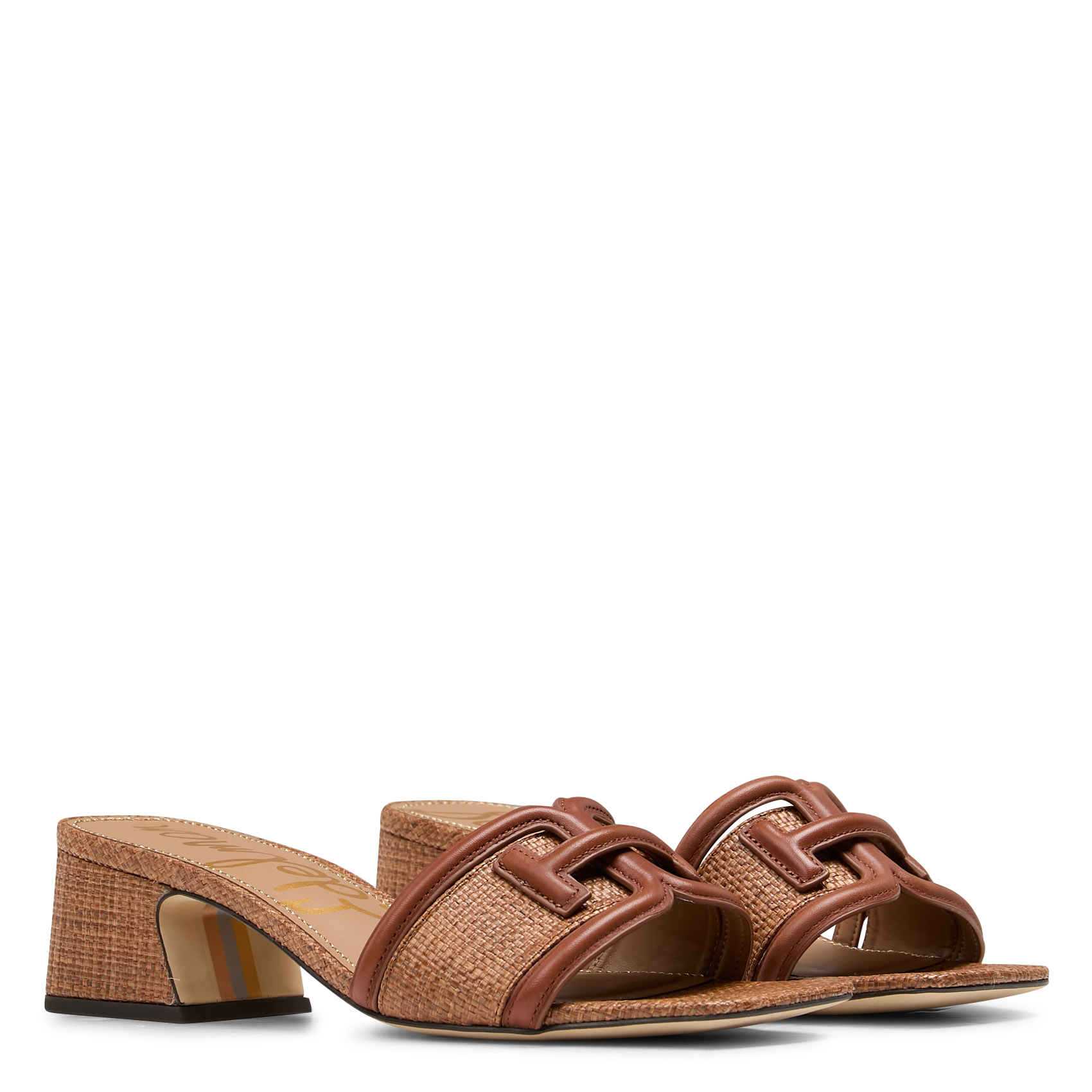 Sandales hautes en cuir mélangé SAM EDELMAN Marron