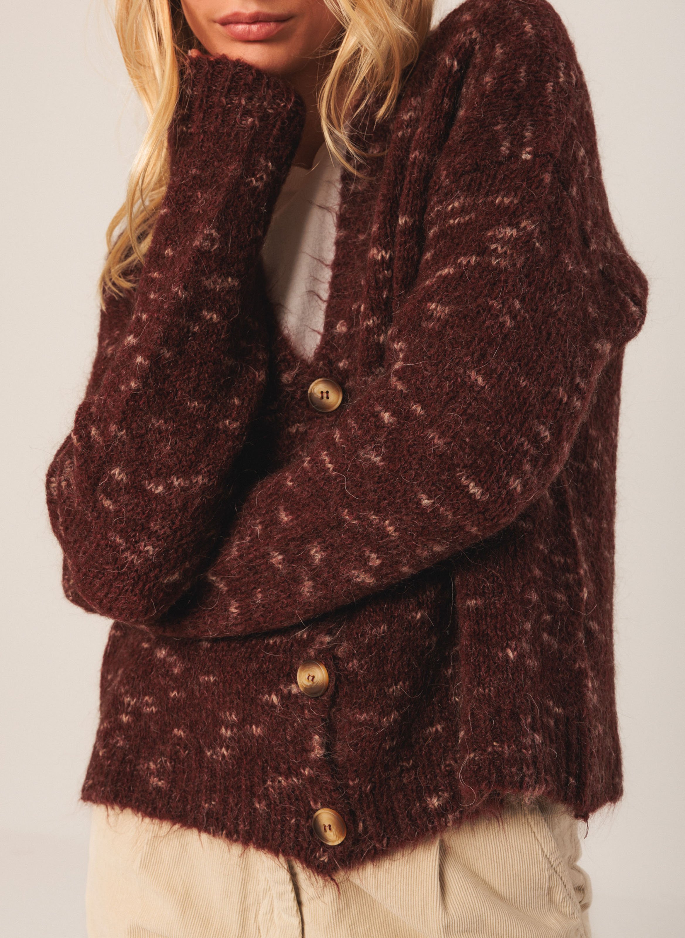 Gilet col v  INDI & COLD Rouge