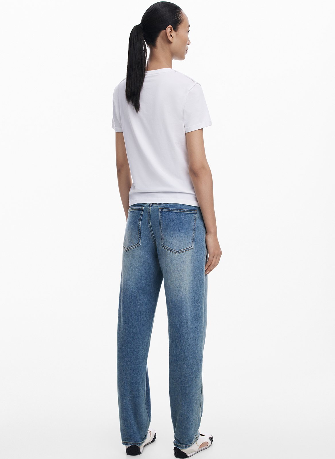 Tee-shirt col rond en coton mélangé DESIGUAL Blanc