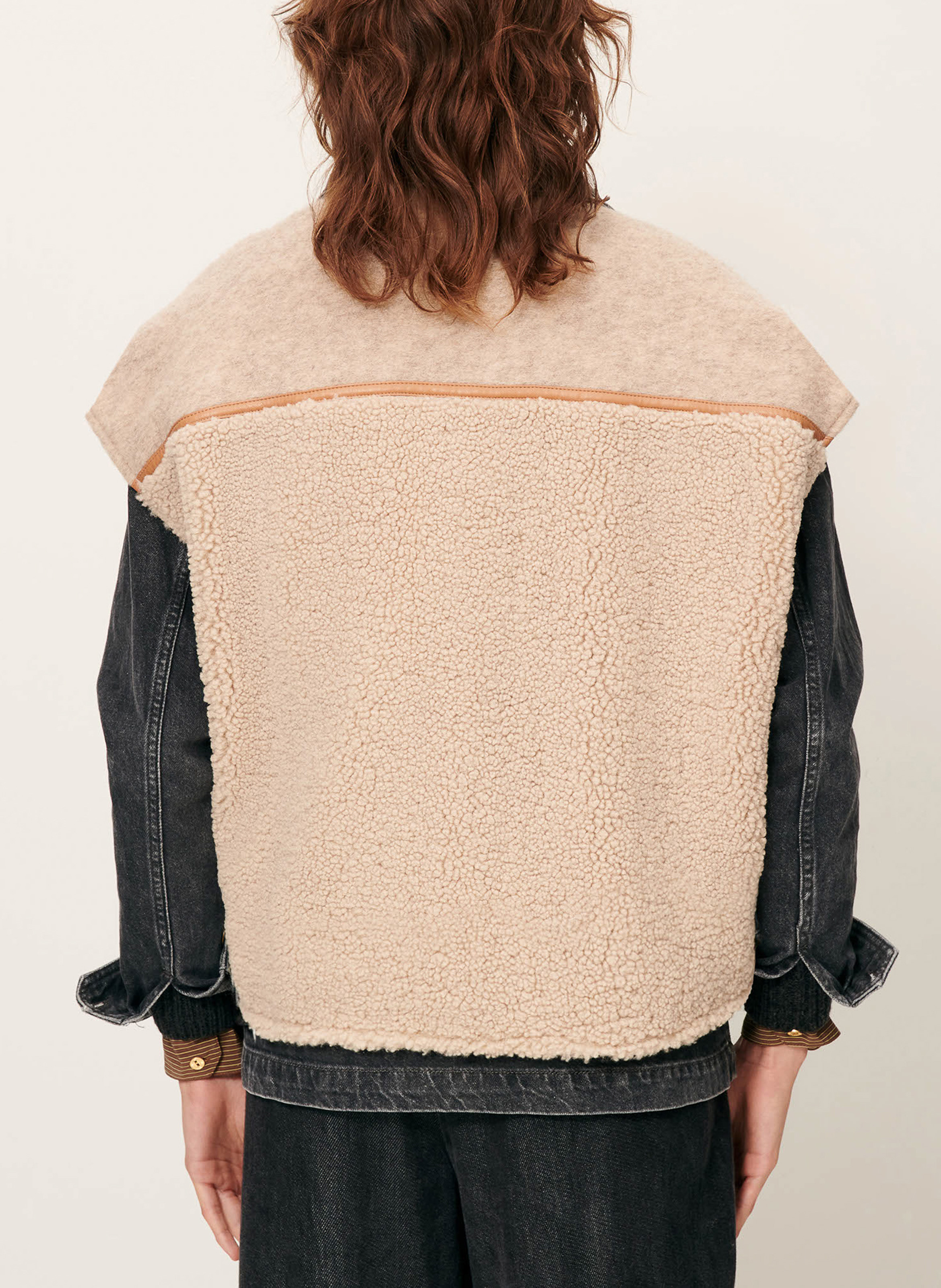 Veste sans manches zippée en fourrure bouclée SESSUN Beige