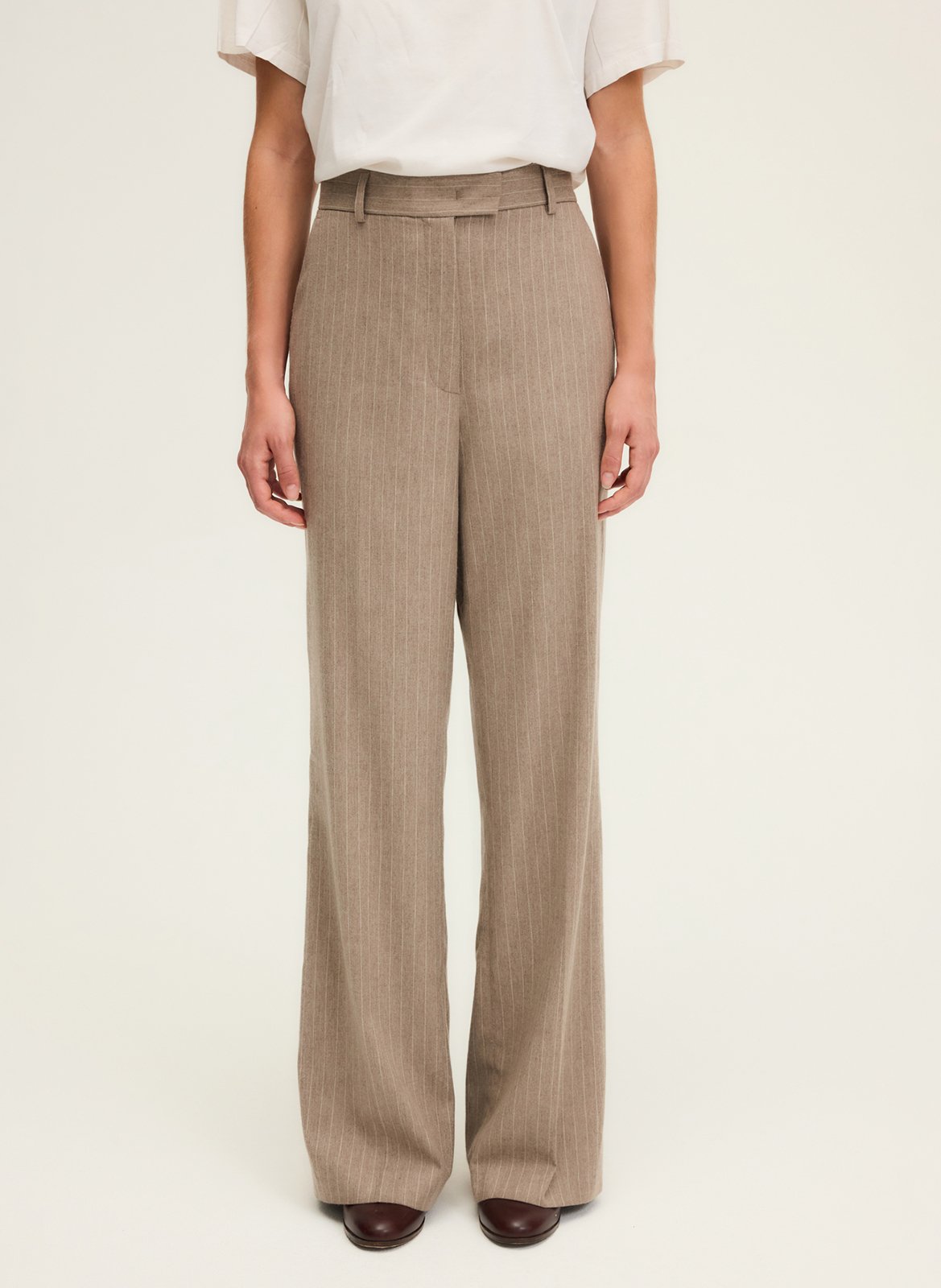 Pantalon large rayé PABLO Beige