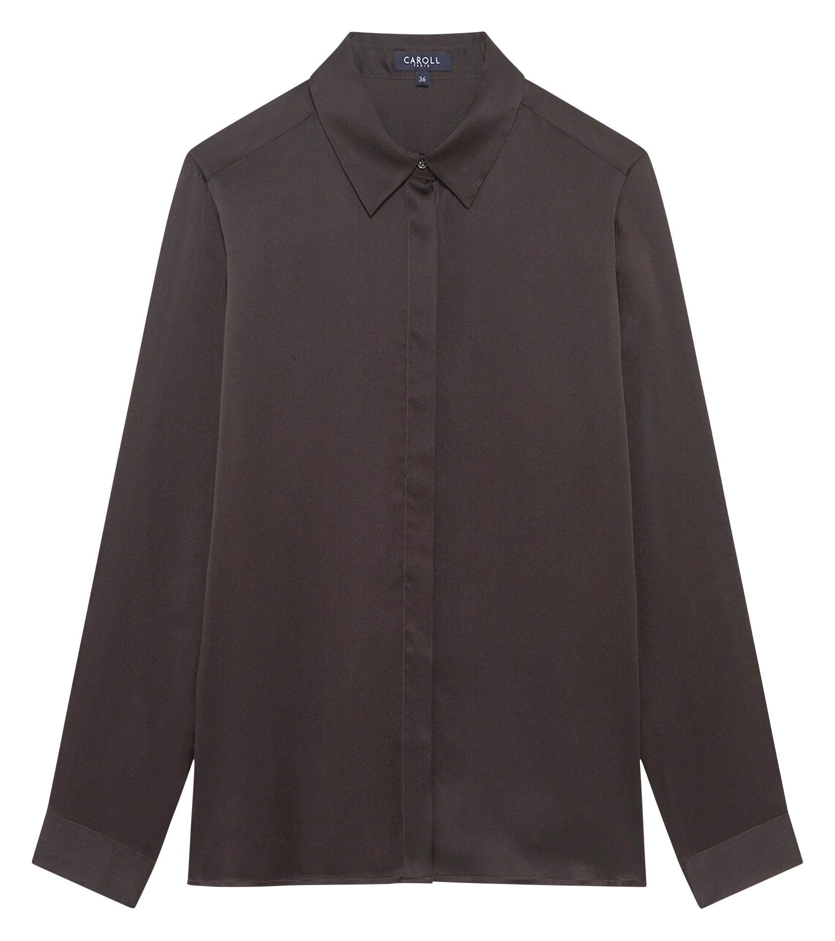 Chemise en soie col classique CAROLL Marron