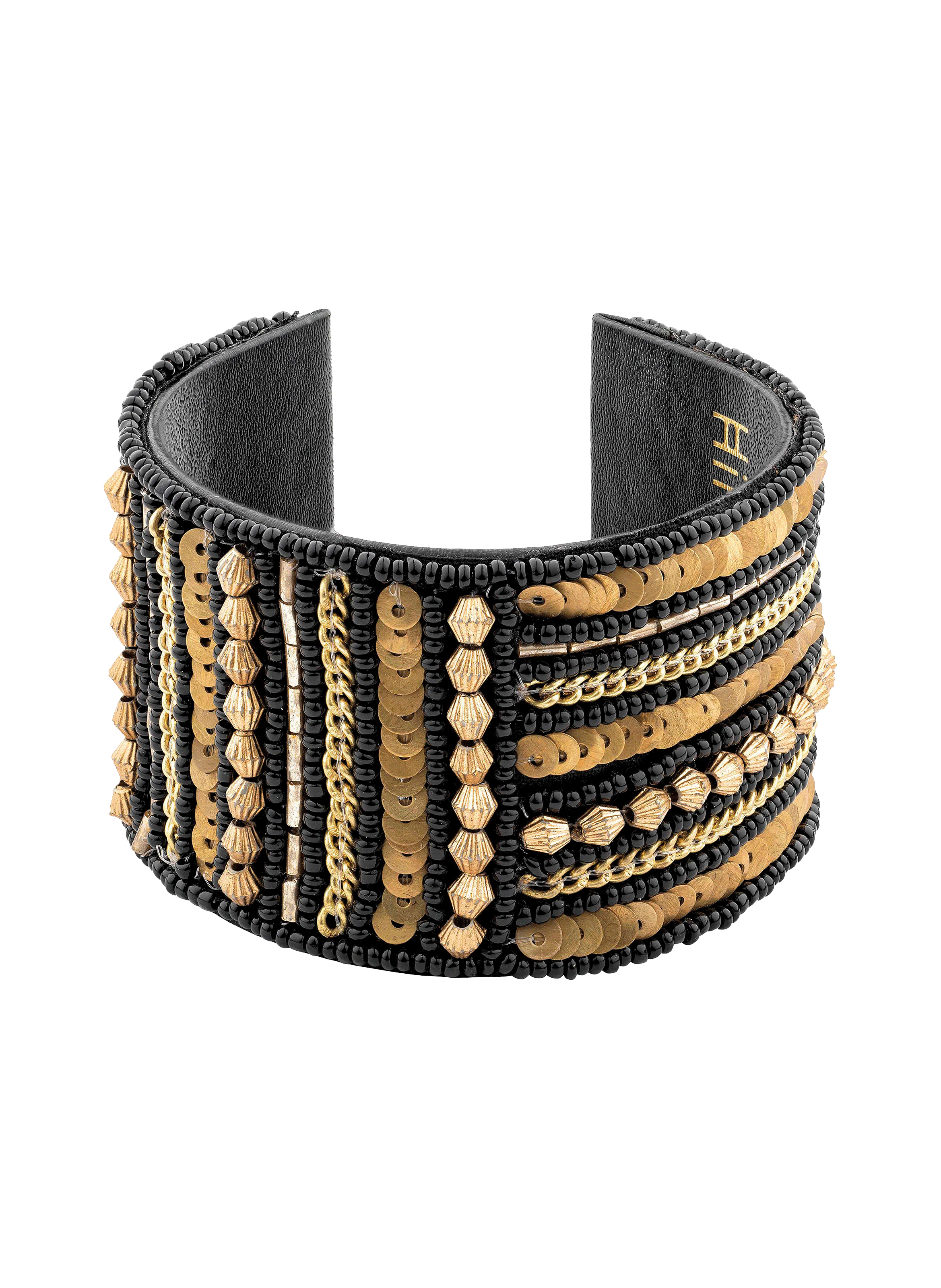 Adjustable woven bead cuff bracelet HIPANEMA Black
