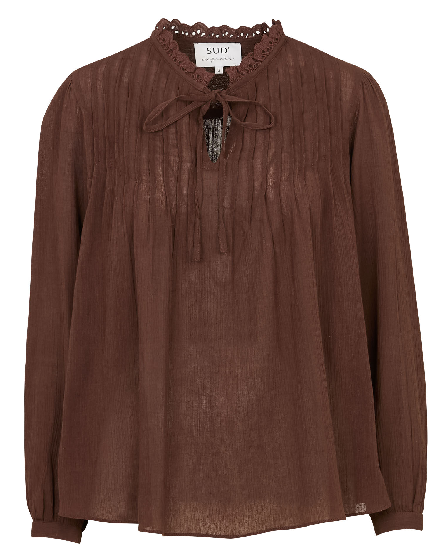 Blouse col tunisien  SUD EXPRESS Marron