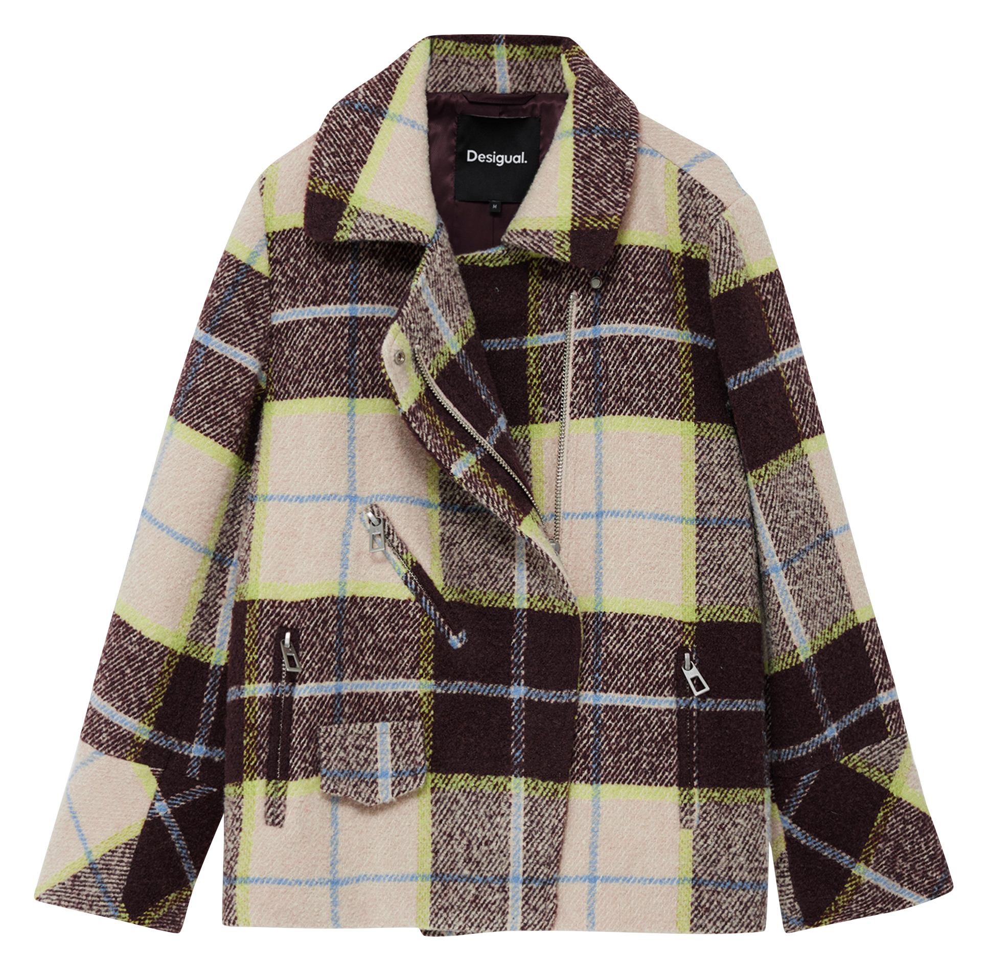 Manteau court croisé à carreaux DESIGUAL Blanc