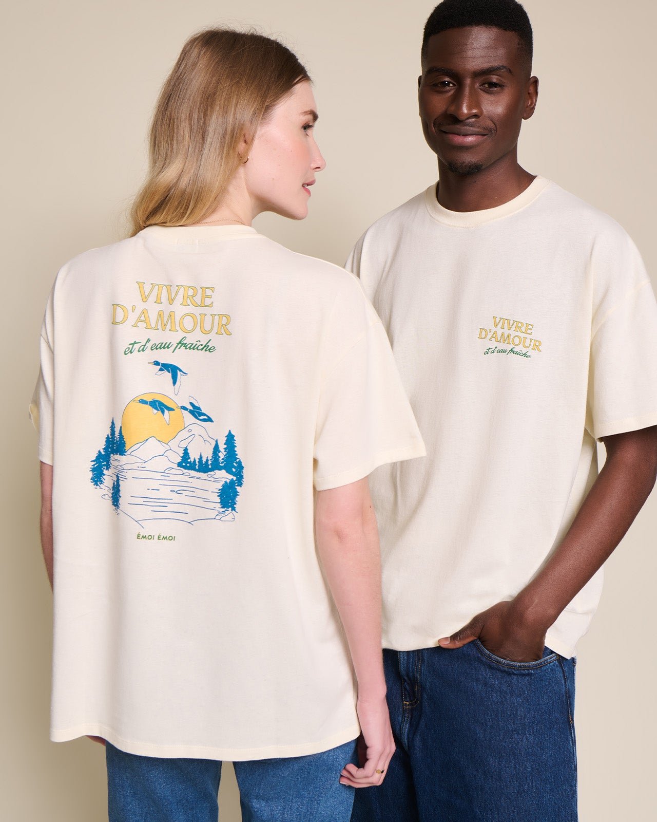 Le t-shirt vivre d'amour et d'eau fraîche en coton bio EMOI EMOI Blanc