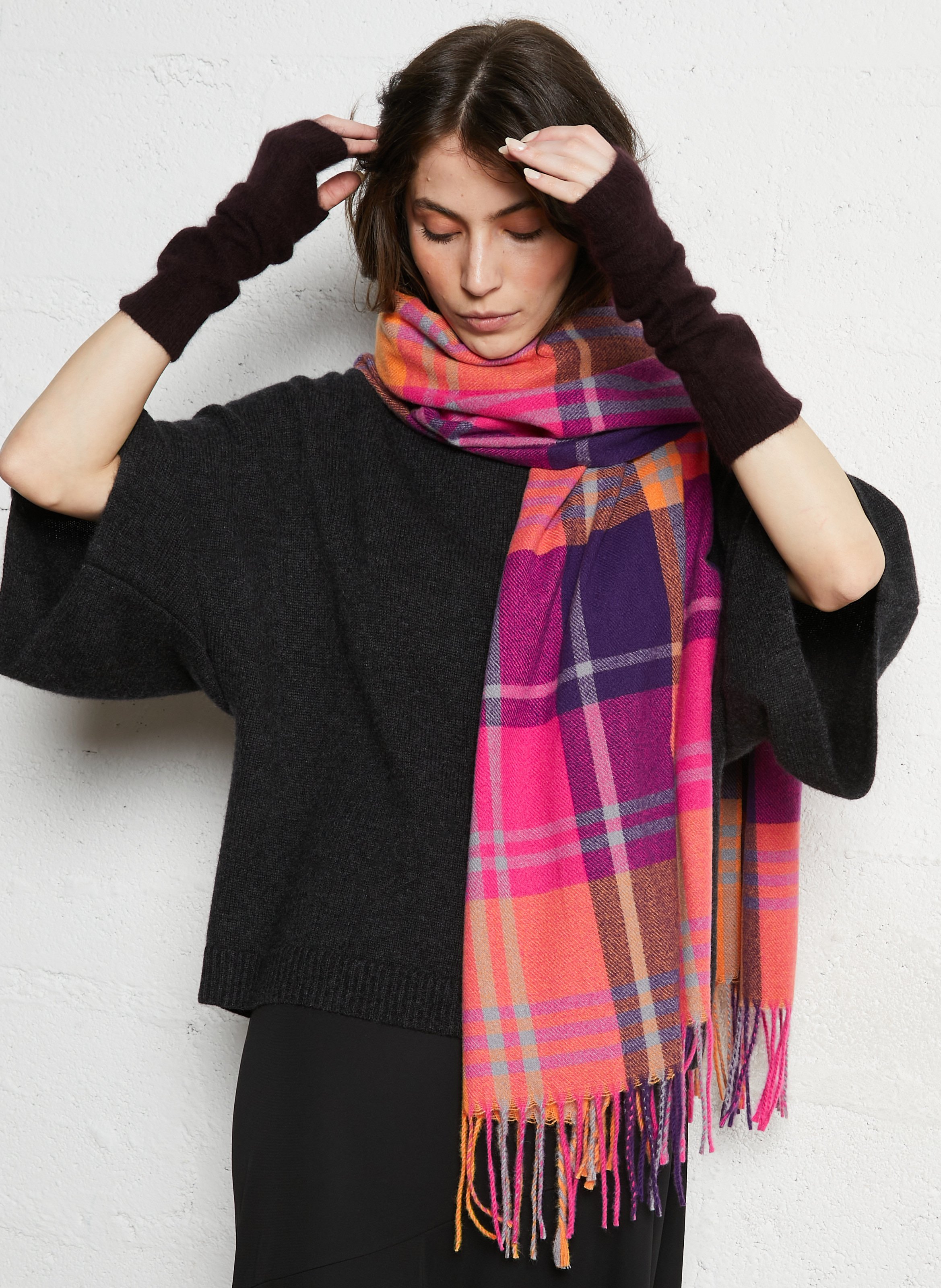 Geruite foulard AU PRINTEMPS PARIS Roze