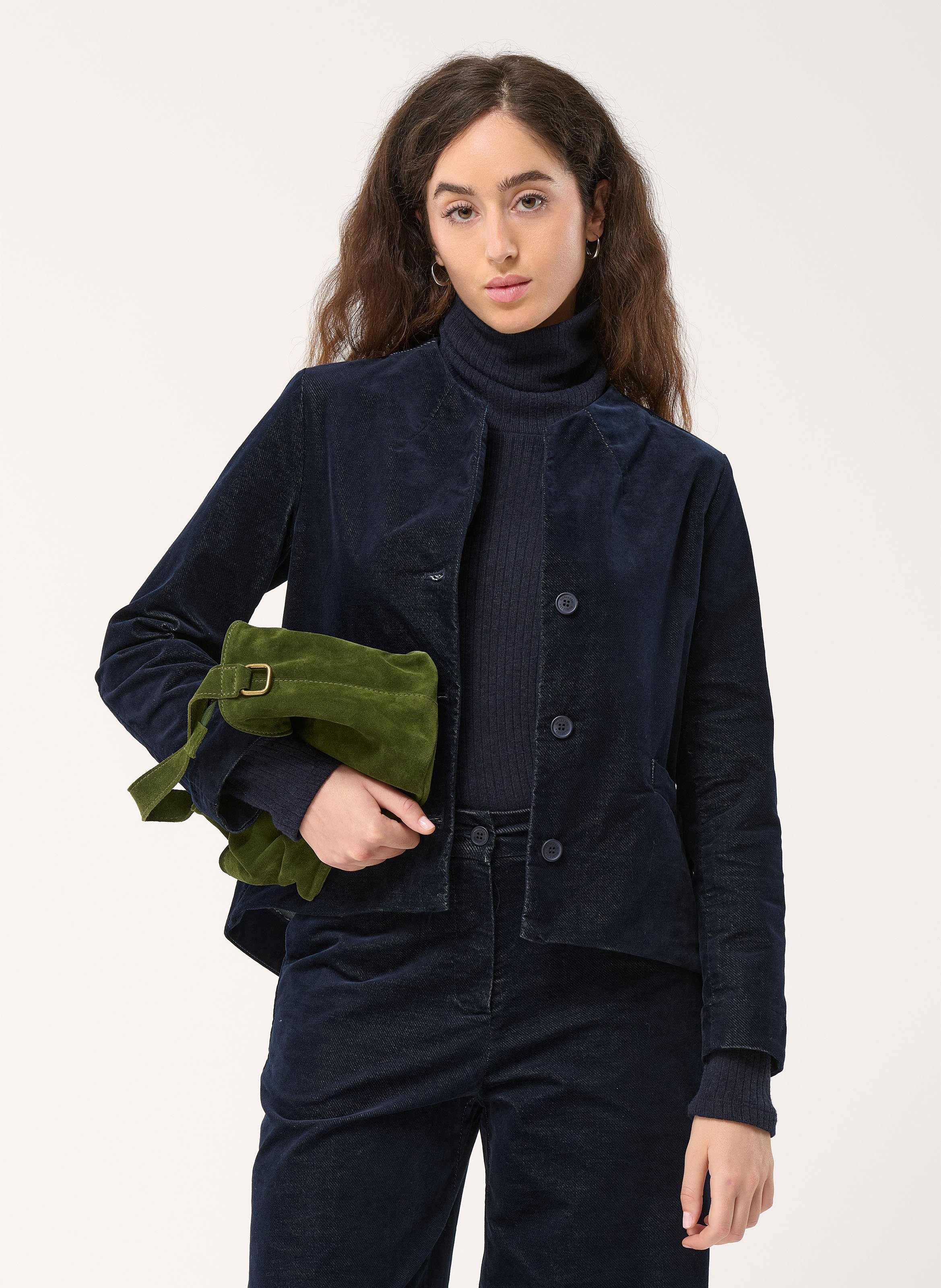 Veste courte en velours lisse HUMILITY Bleu