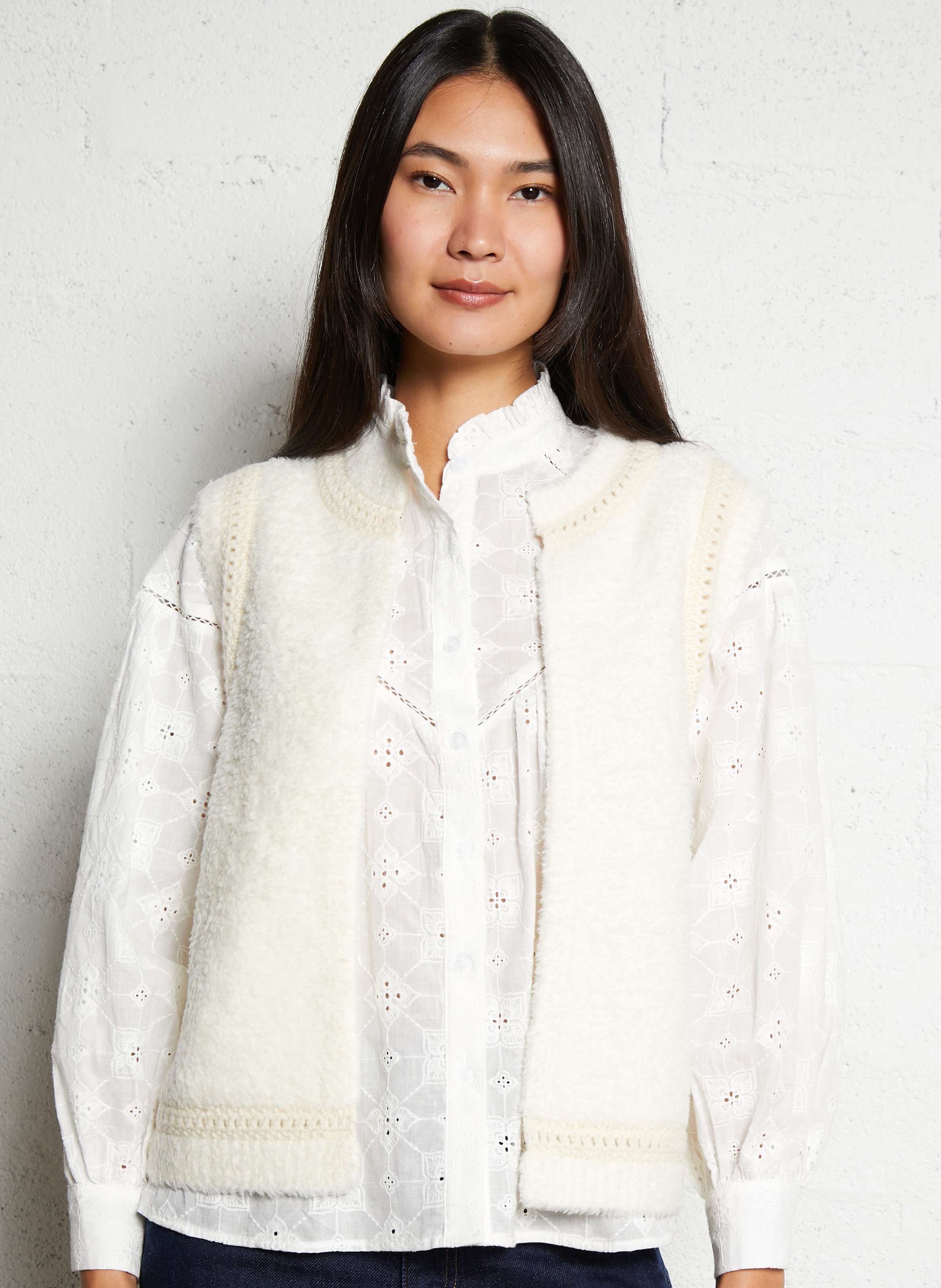 Pull droit col rond en laine mélangée MAISON 123 Beige