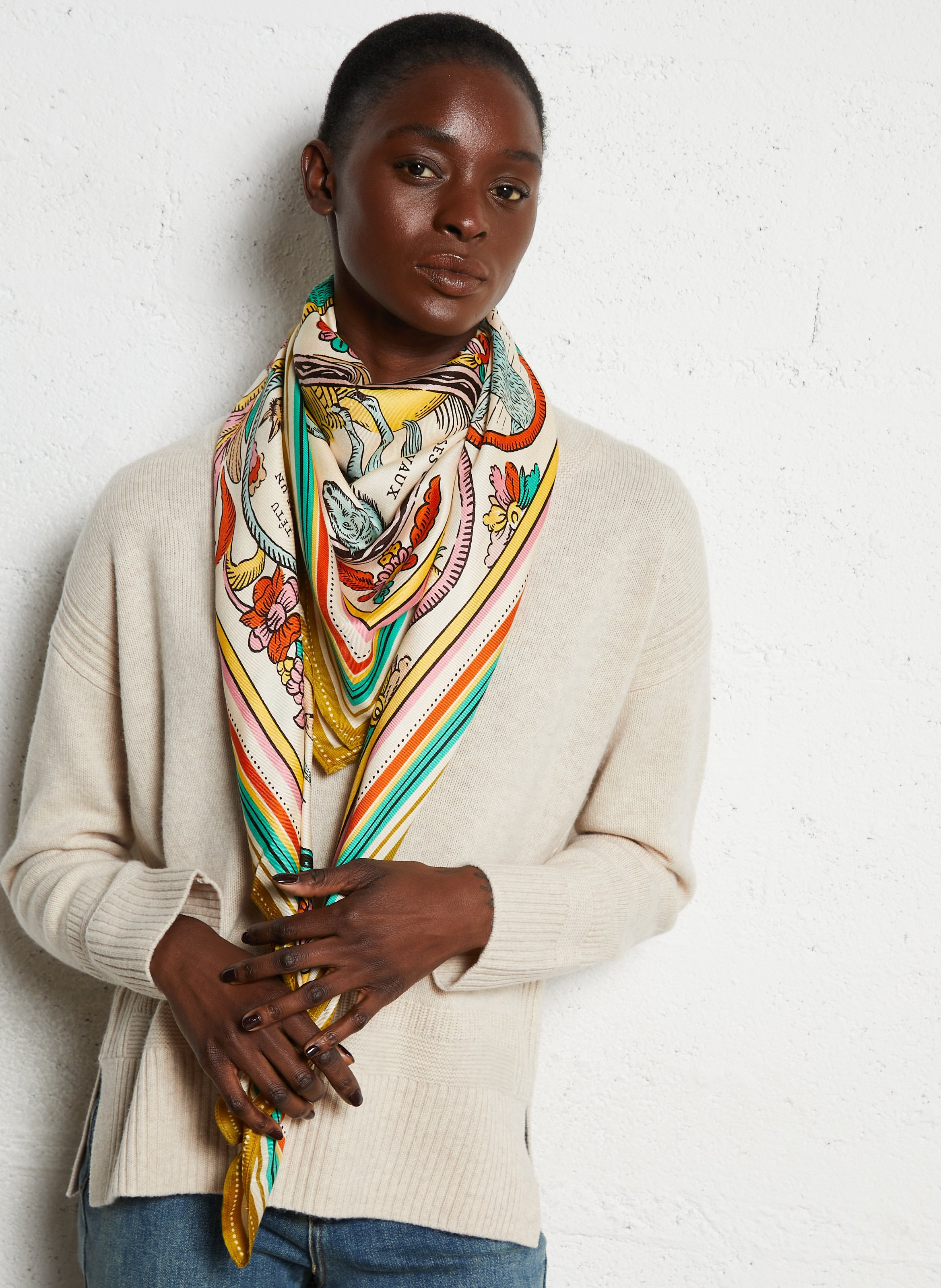 Silk-blend scarf INOUI EDITIONS Multicolored