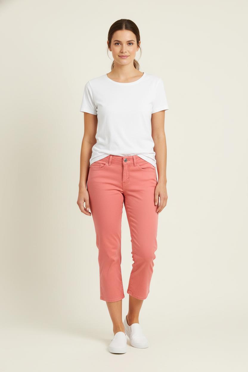 Cropped slim jeans with studs LEE - Seconde Main Pink