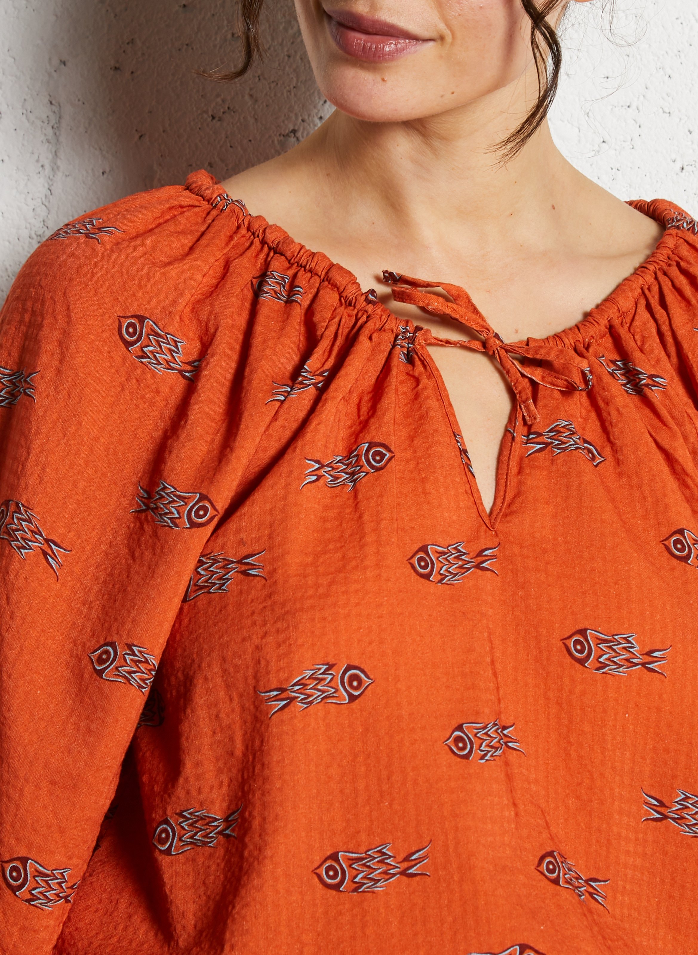 Gedrukte blouse met V-hals NICE THINGS Bruin