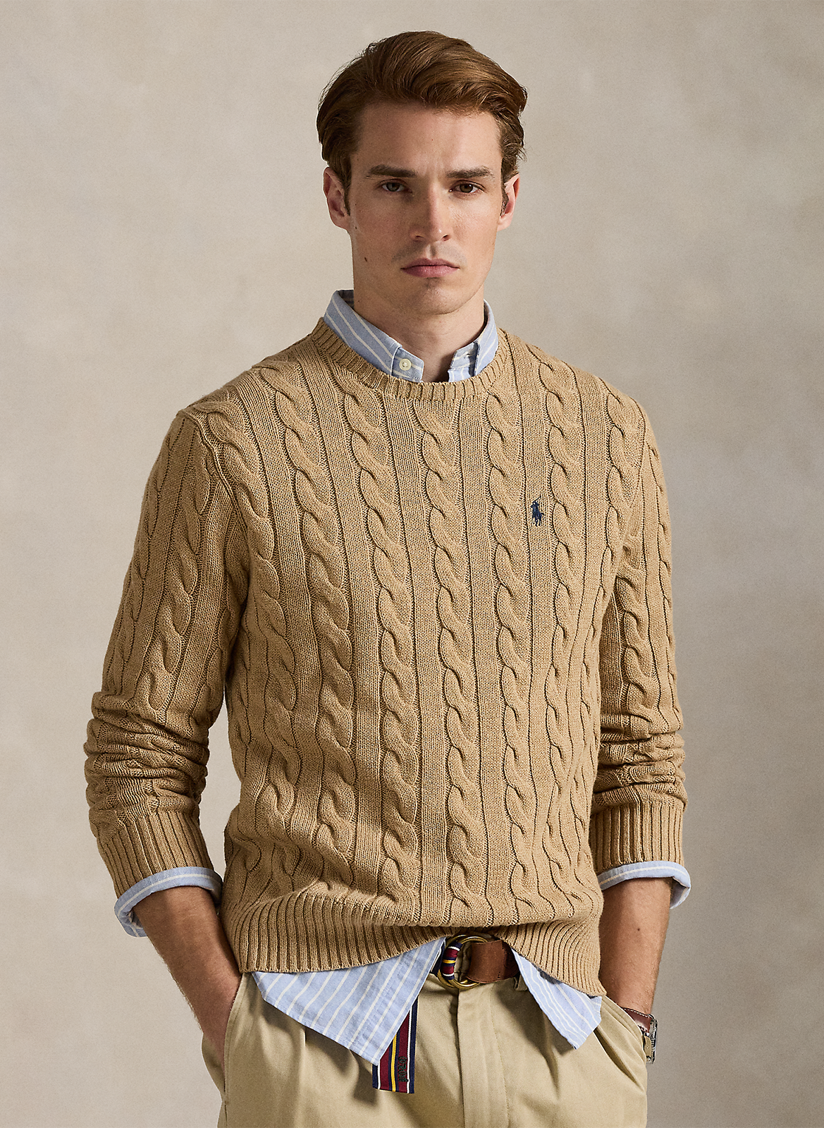 Pull col rond regular-fit en coton POLO RALPH LAUREN Beige