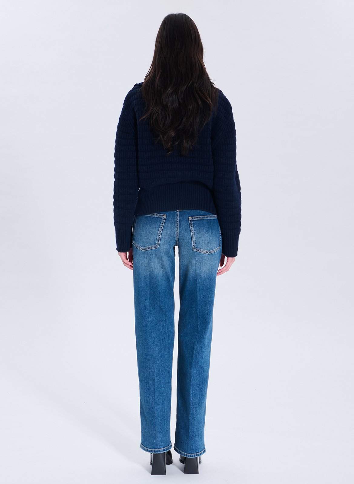Pull oversize col camionneur en laine ZAPA Bleu