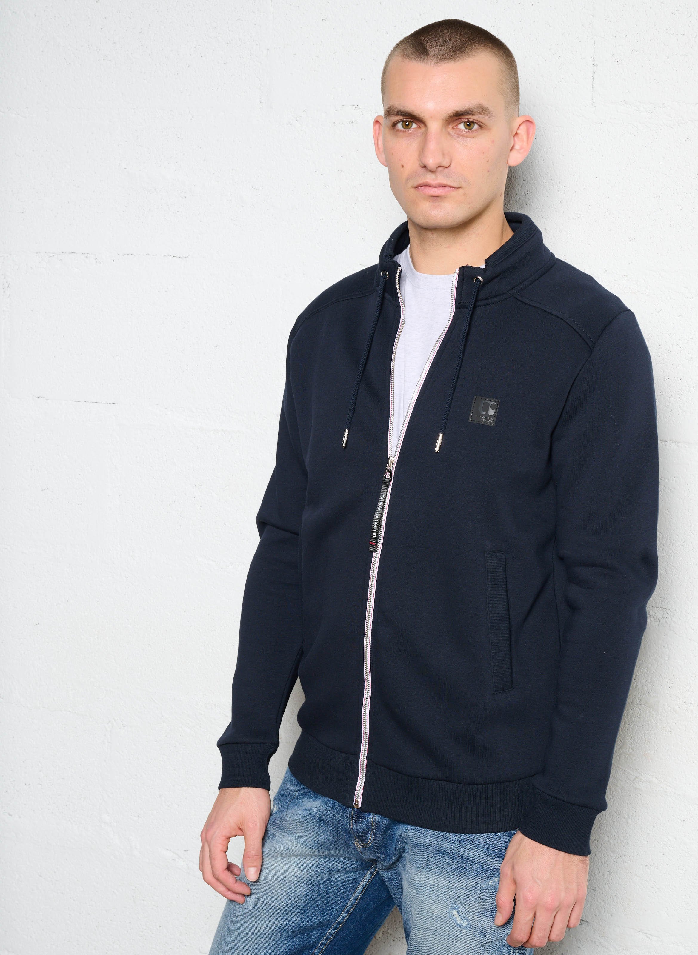 Cotton-blend sweater with zip-up neck LE TEMPS DES CERISES