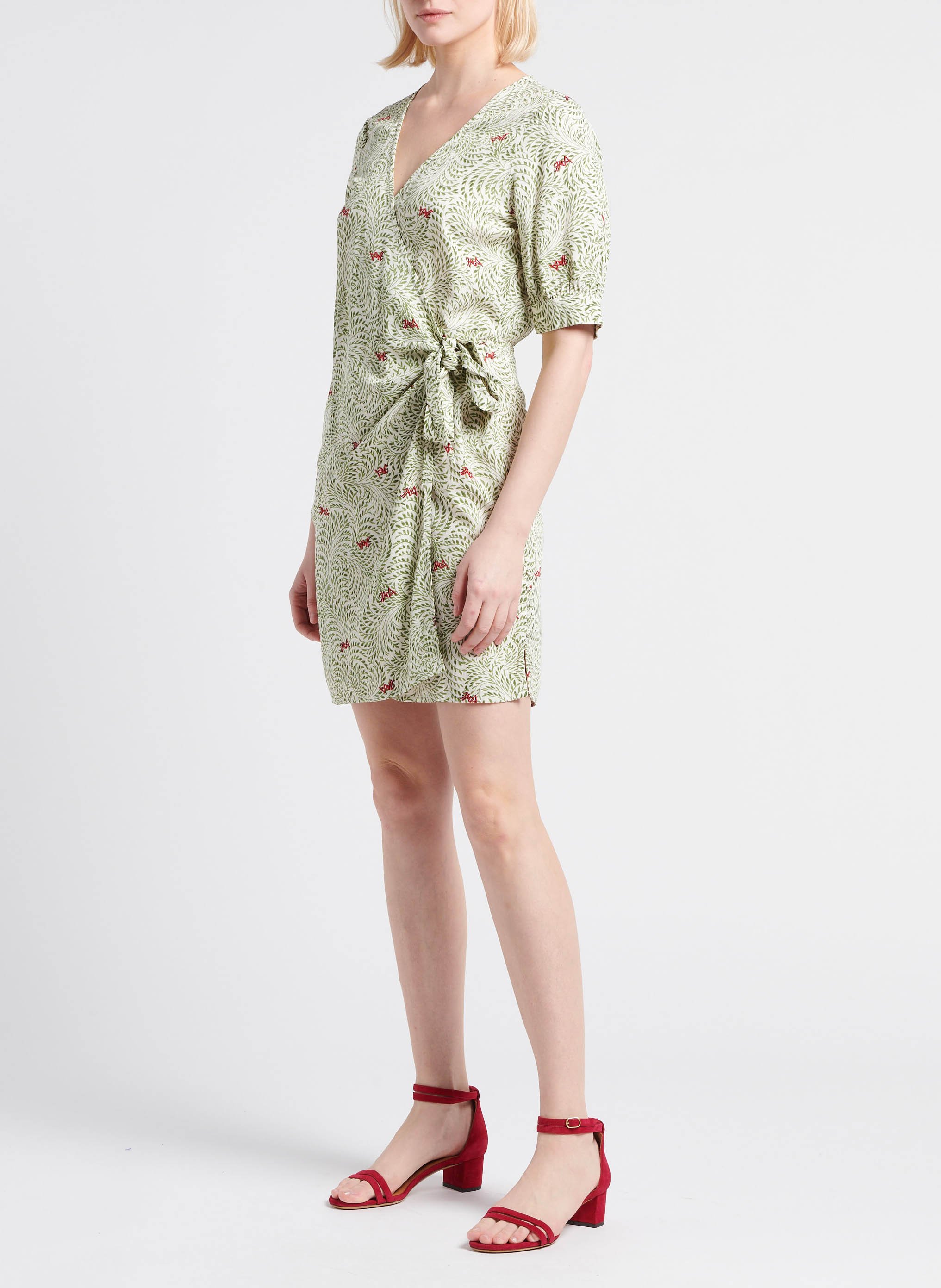 Printed wrap dress VILA Beige