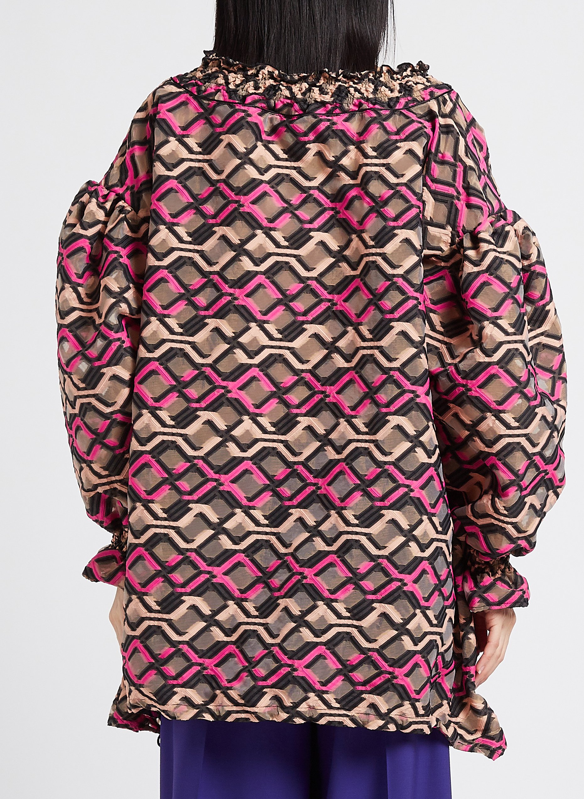 Oversized blouse met Tunesische kraag HEIMSTONE Bruin