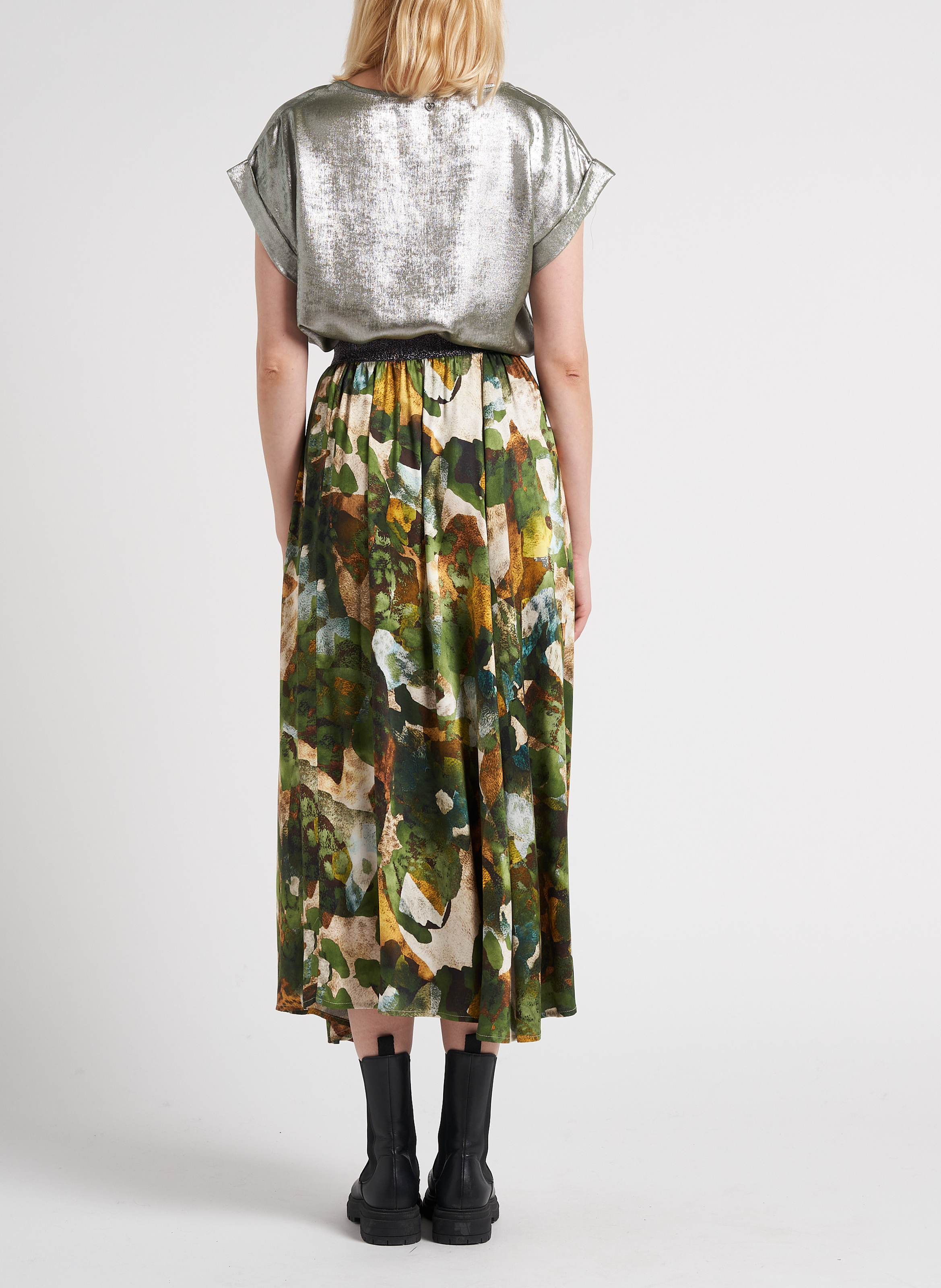 Jupe midi évasée à motif abstrait PLEASE Multicolore