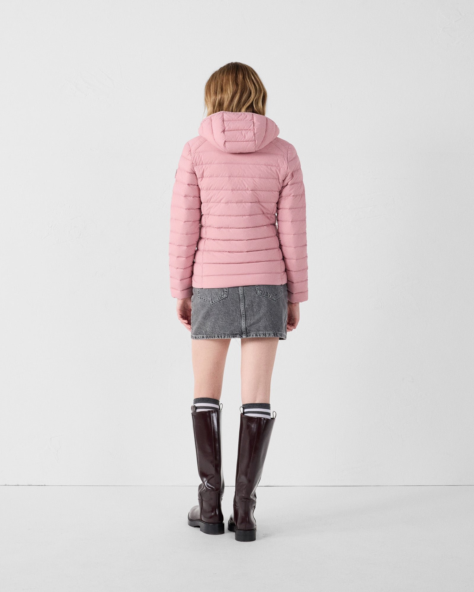 Lightweight stretch hooded puffer jacket Salma JOTT Pink