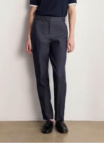 Effen rechte broek - BLAUW - Dame - 20.00 Effen rechte broek - BLAUW - Dame - 20.00