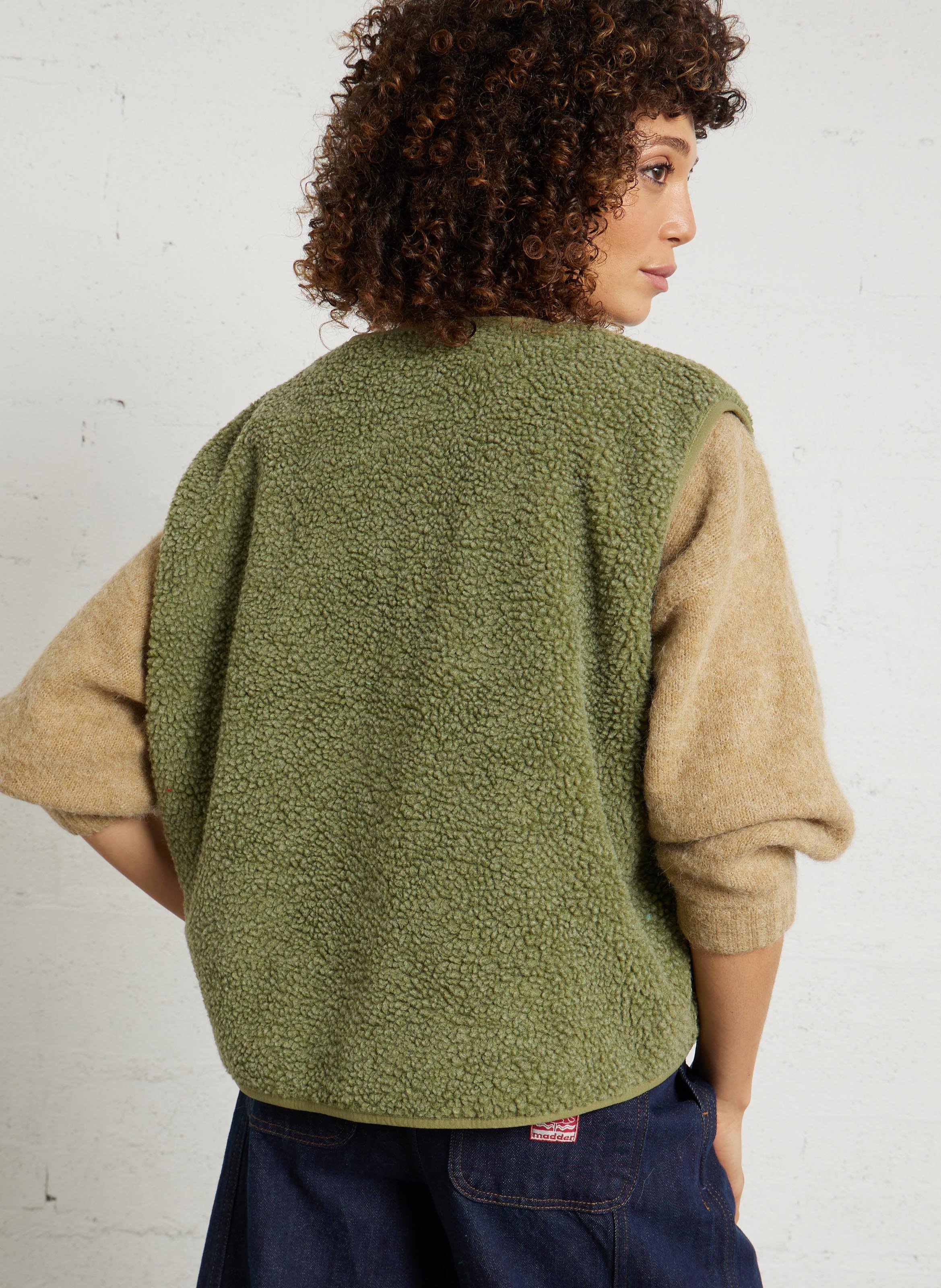 Gilet col rond molletonné sans manches AMERICAN VINTAGE Vert