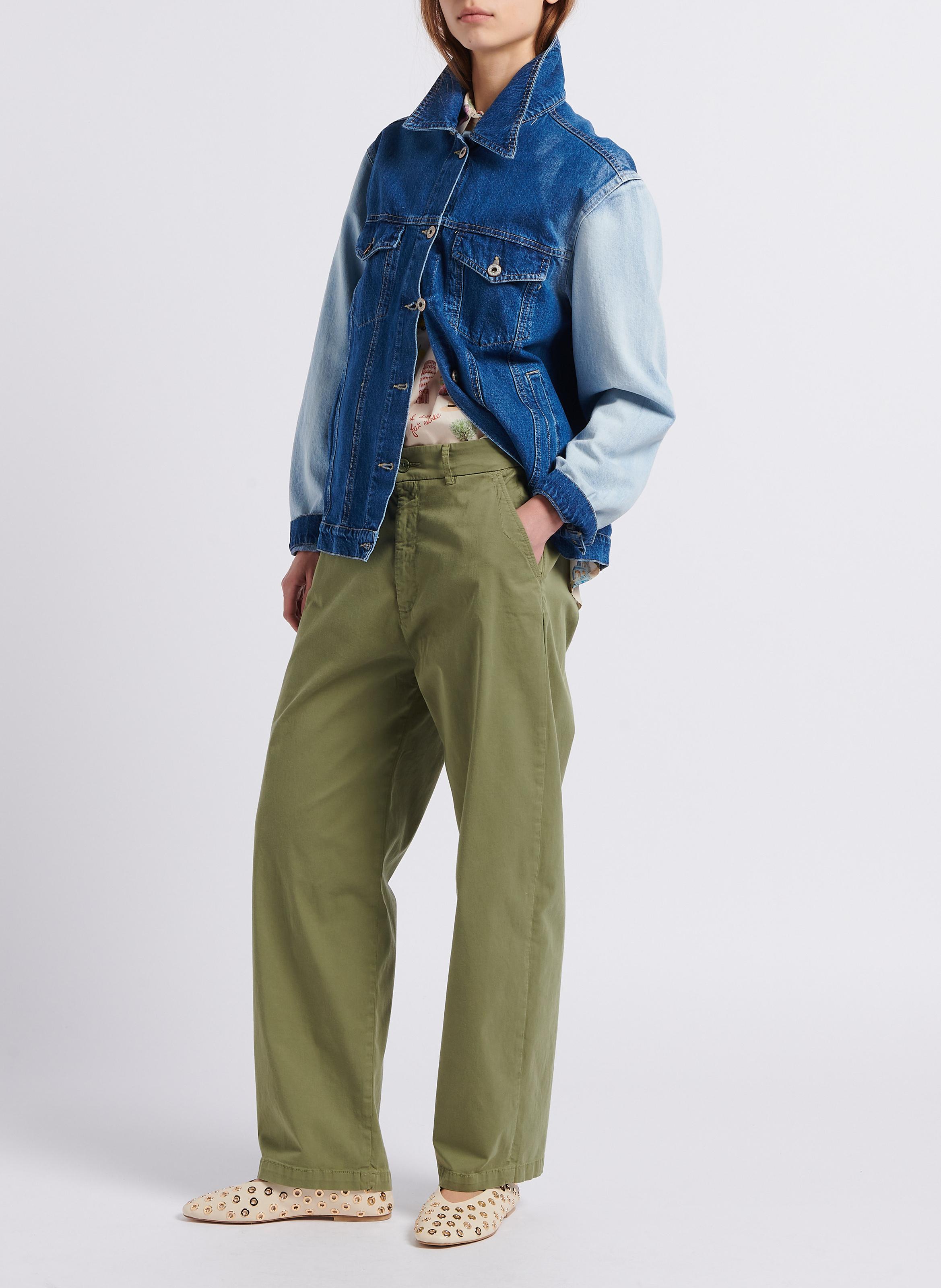 Gerade geschnittene Baumwolljacke mit klassischem Kragen PLEASE Blau