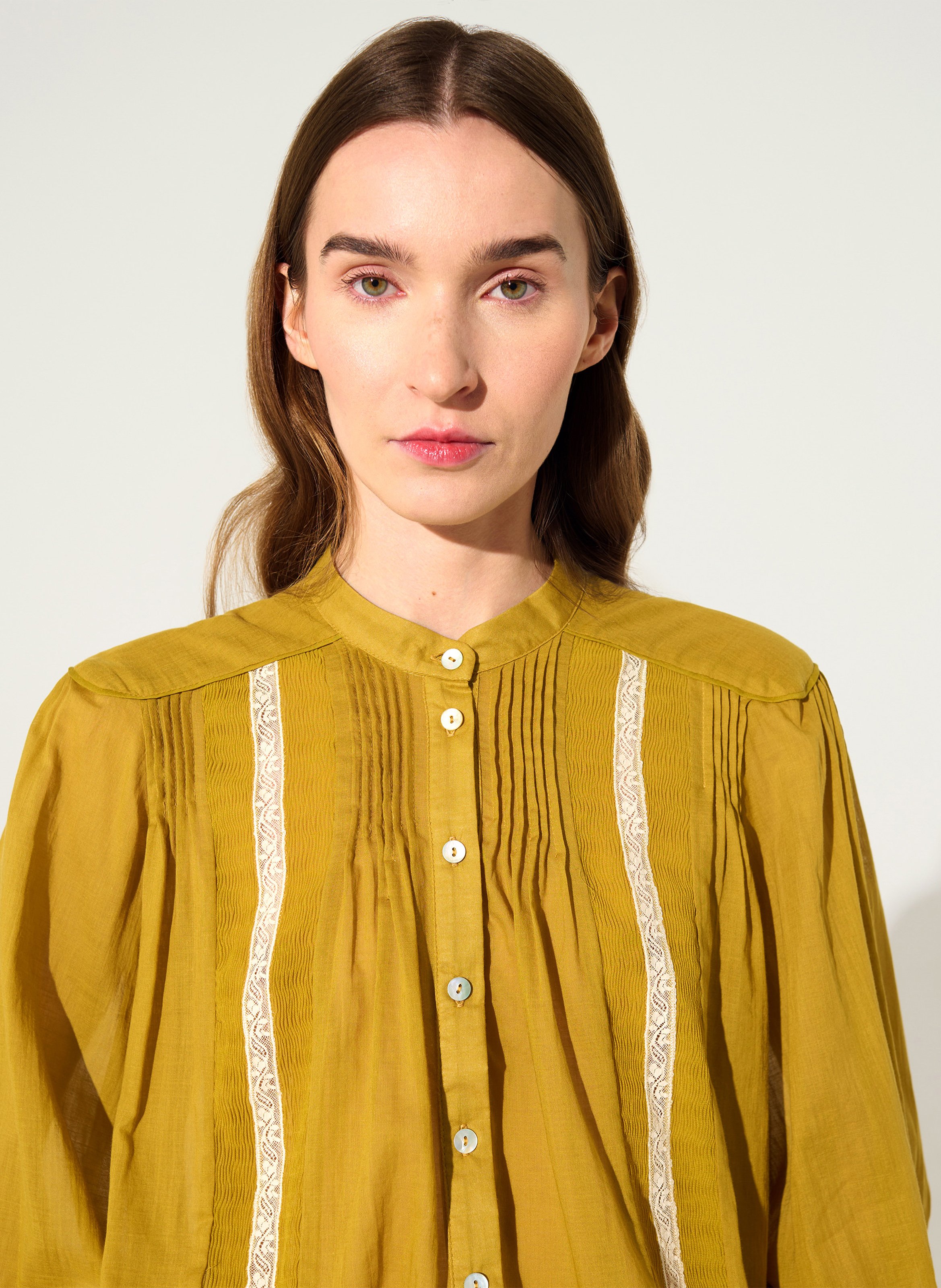 Round-neck cotton blouse COTELAC Yellow