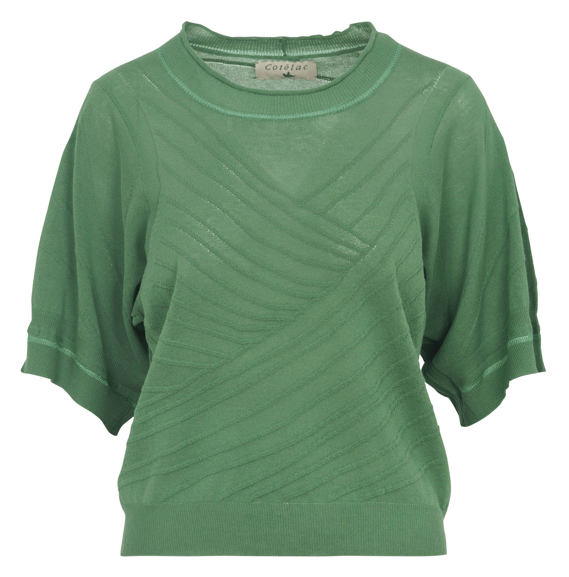 Trui met ronde hals en 3/4-mouwen in effen kleur COTELAC Wit