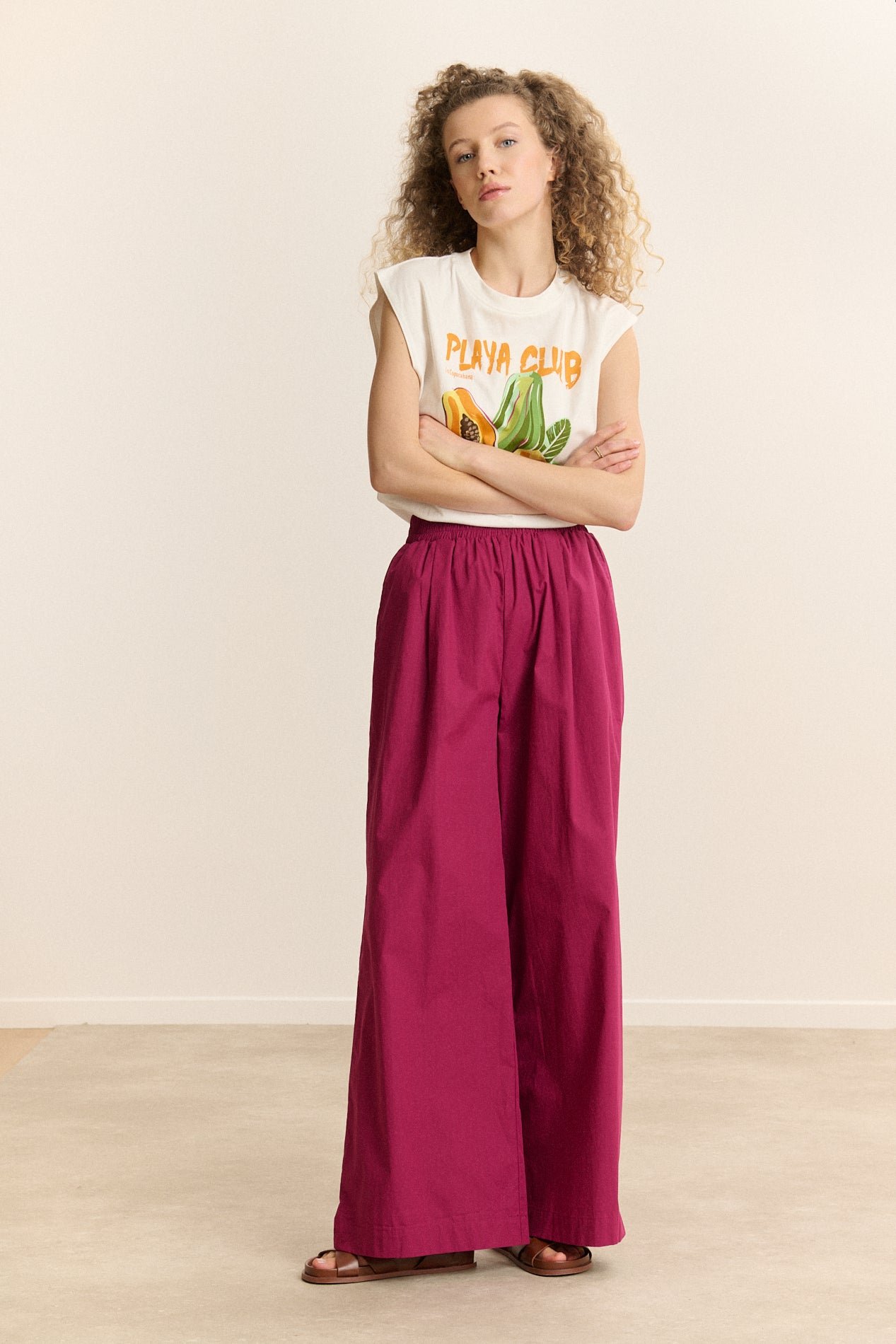 Elasticated wide-leg trousers GARANCE PARIS Purple