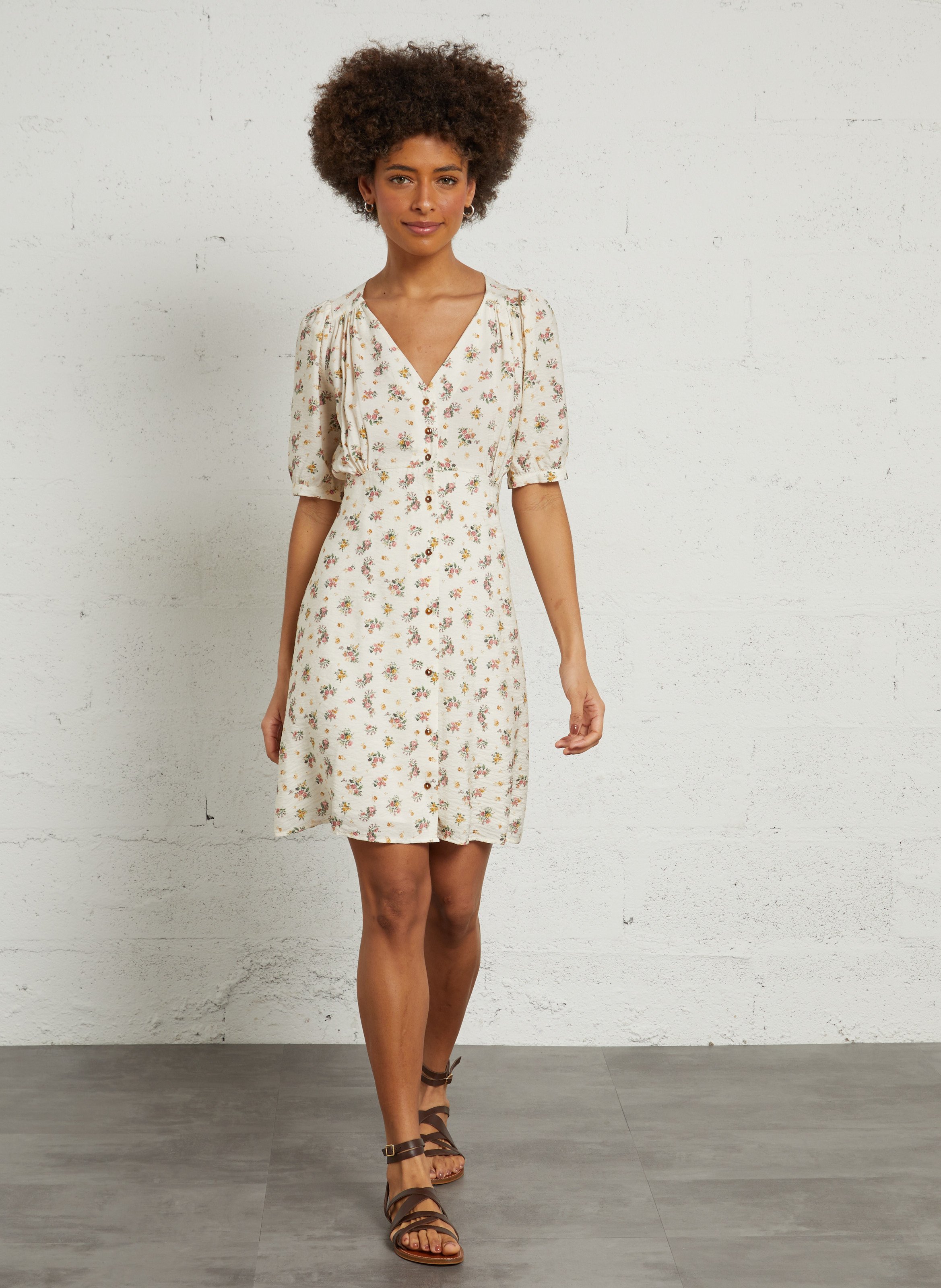 Kurzkleid aus Viskose-Mix EMILE ET IDA Beige